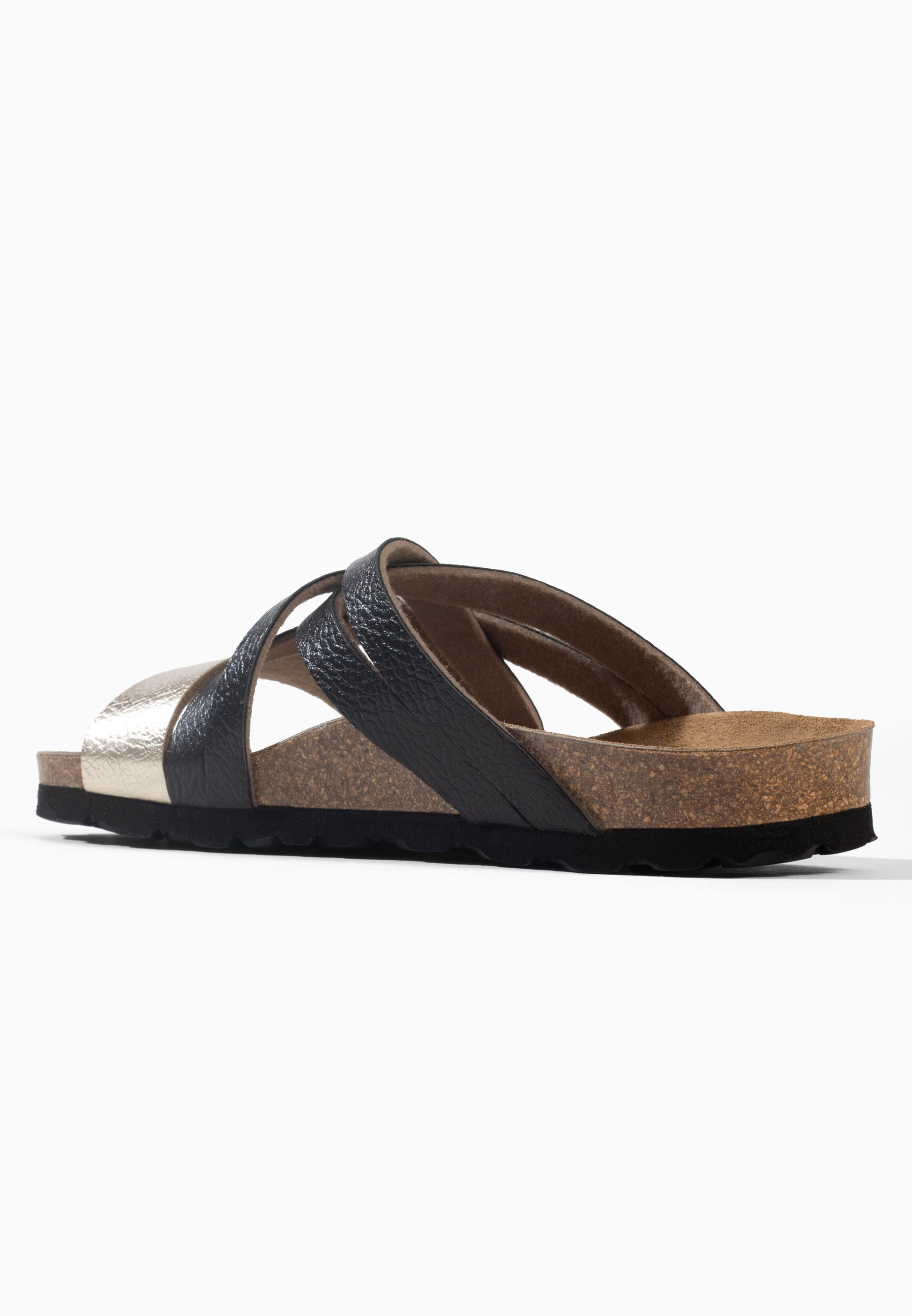 Sandales Multi-Brides Olbia Doré et Noir