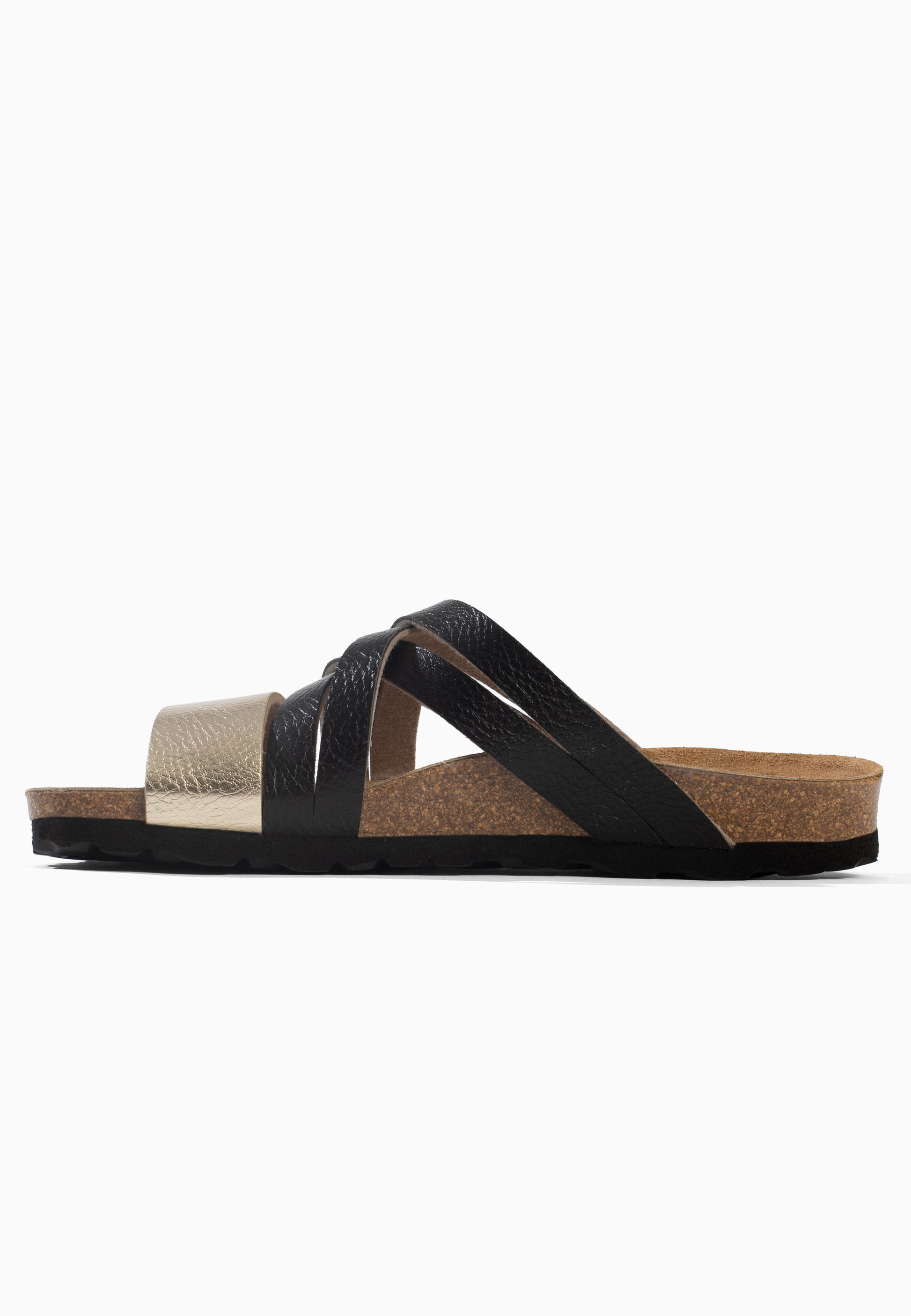 Sandales Multi-Brides Olbia Doré et Noir