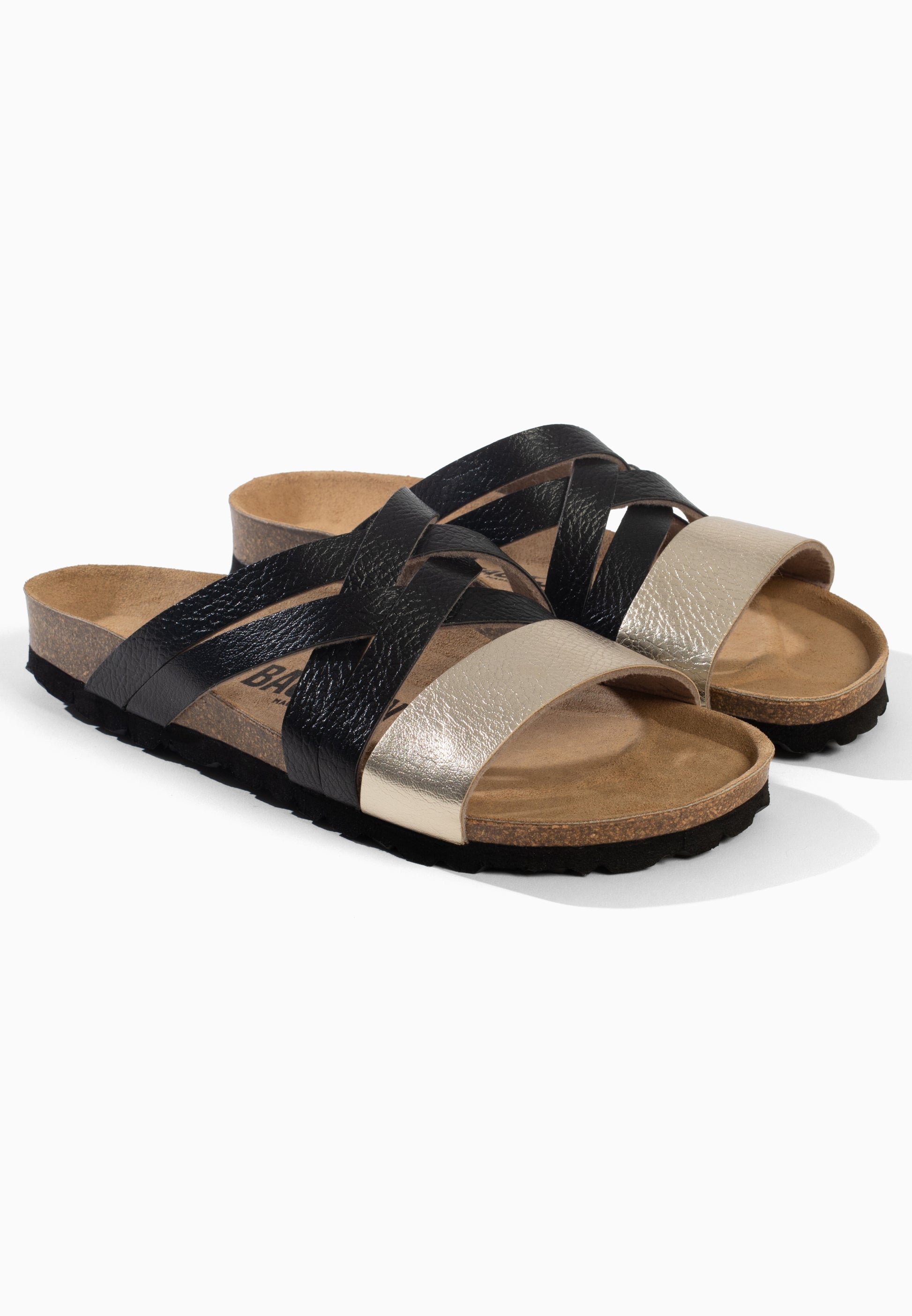 Sandales Multi-Brides Olbia Doré et Noir