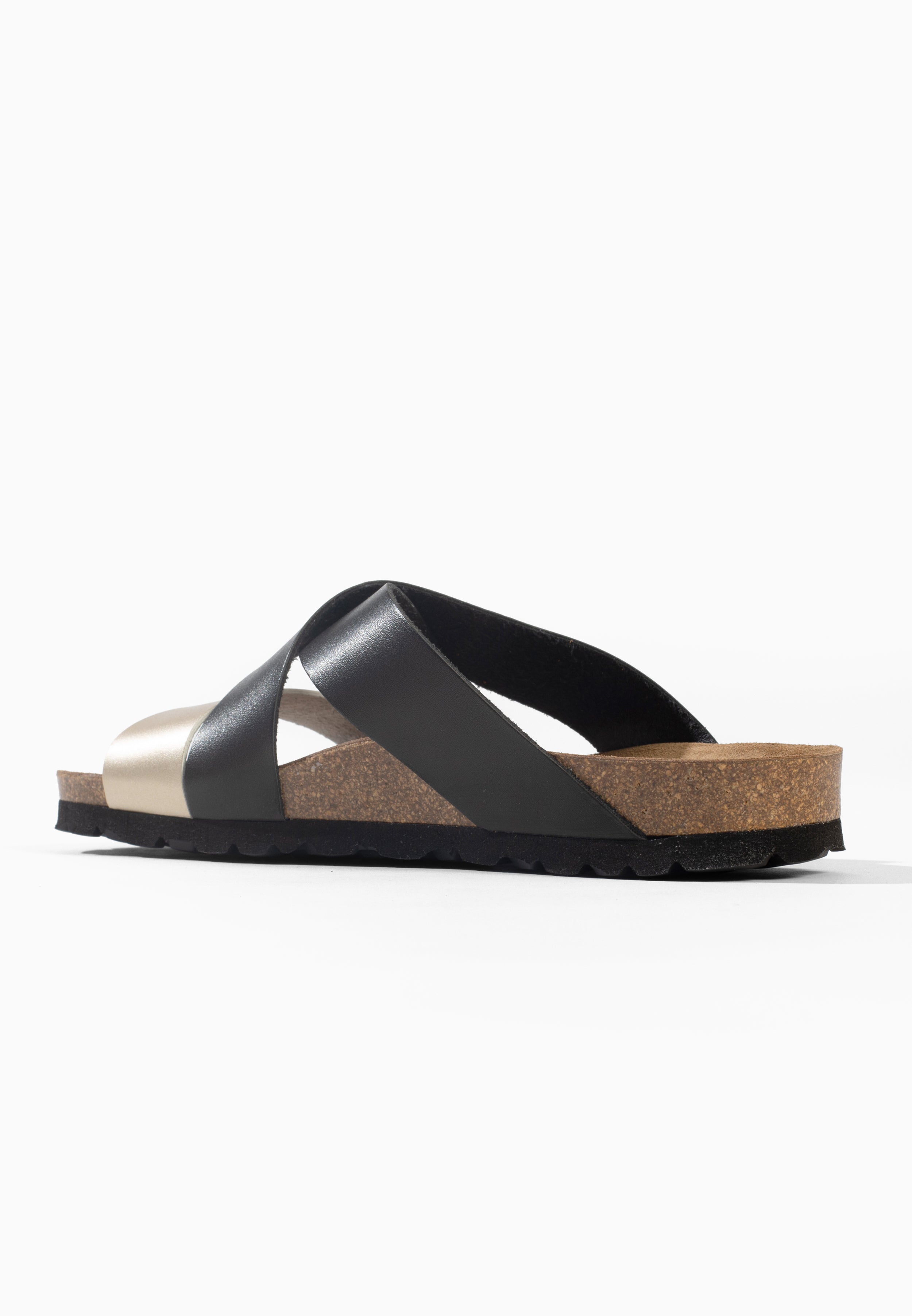 Sandales Multi-Brides Palerme Noir et Doré