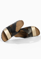 Sandales Multi-Brides Palerme Noir et Doré