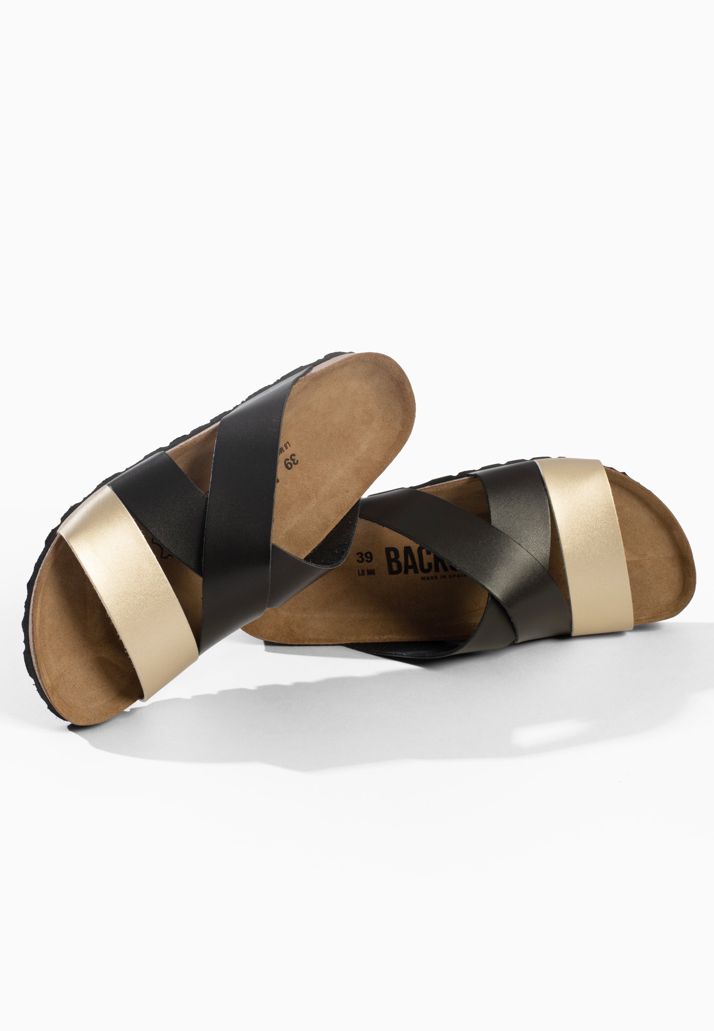 Sandales Multi-Brides Palerme Noir et Doré