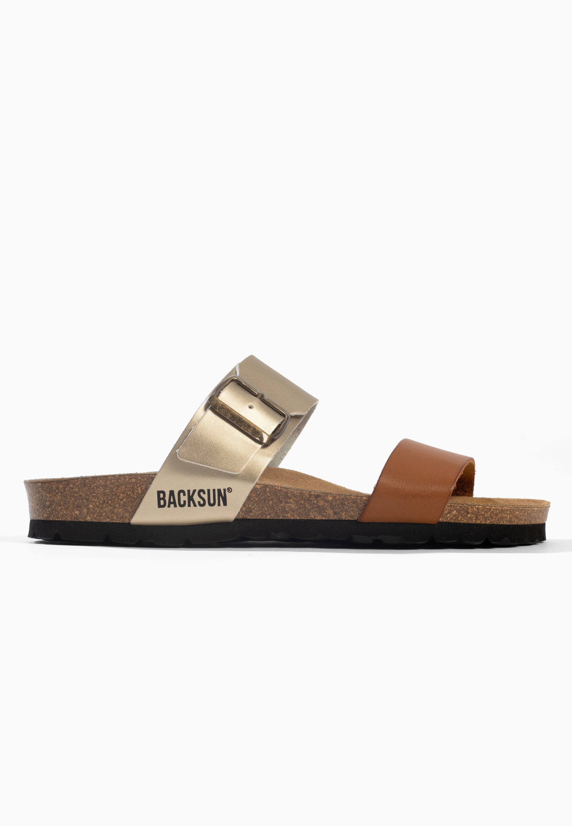 Perouse Sandalen mit 2 Riemen in Kamel und Platin