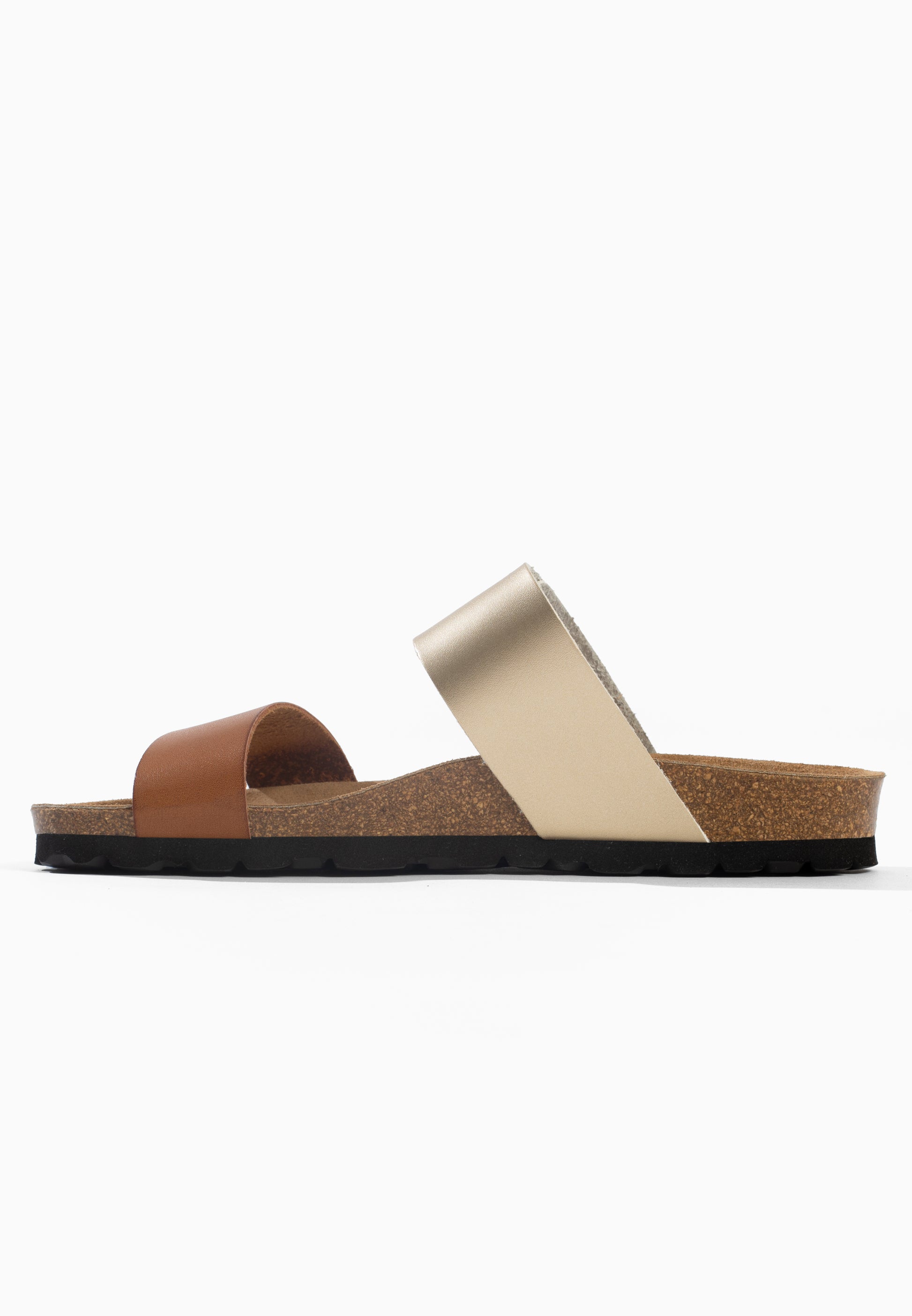 Perouse Sandalen mit 2 Riemen in Kamel und Platin