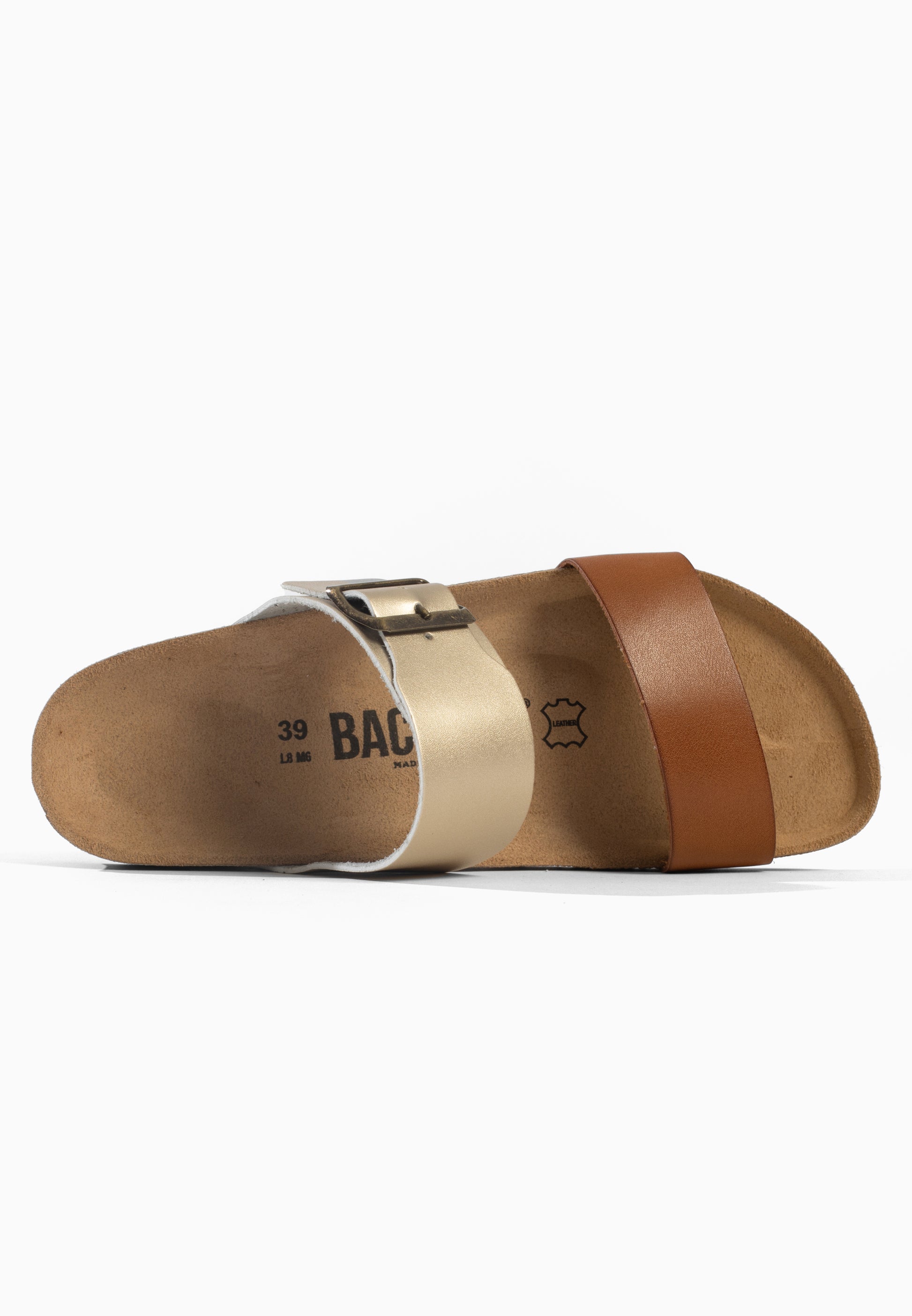 Perouse Sandalen mit 2 Riemen in Kamel und Platin