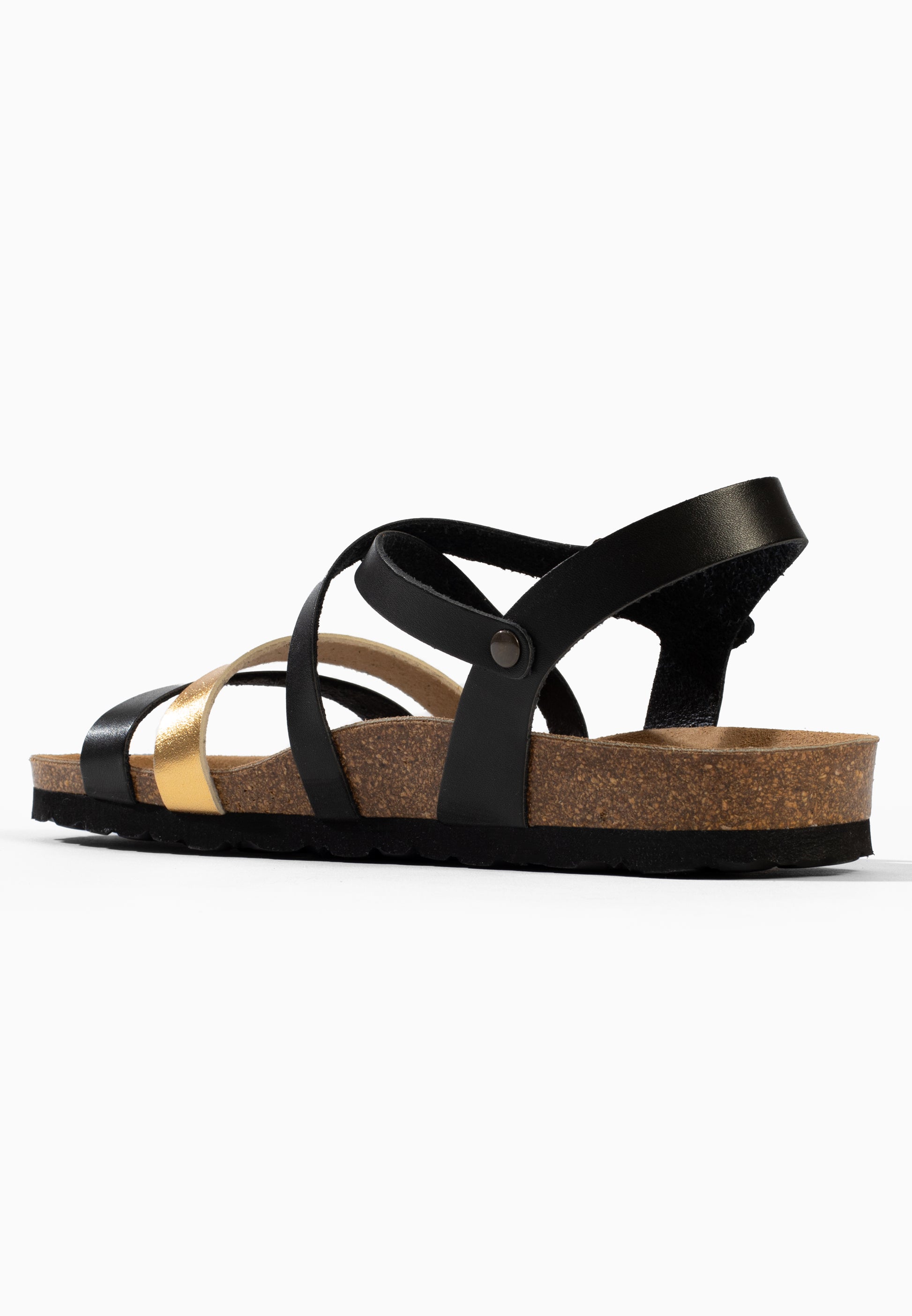 Sandales Pantel Multi-Brides Noir et or