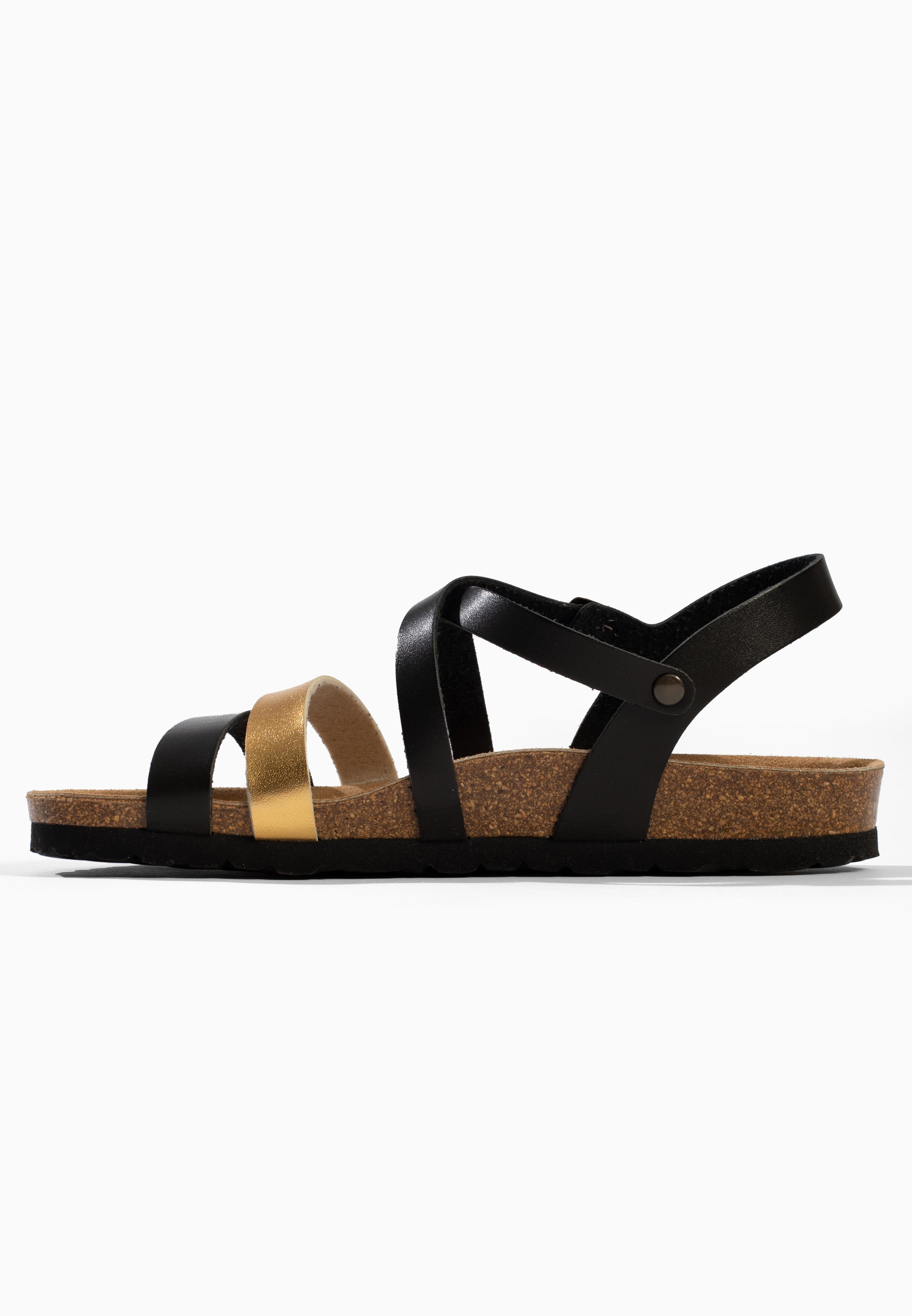 Sandales Pantel Multi-Brides Noir et or