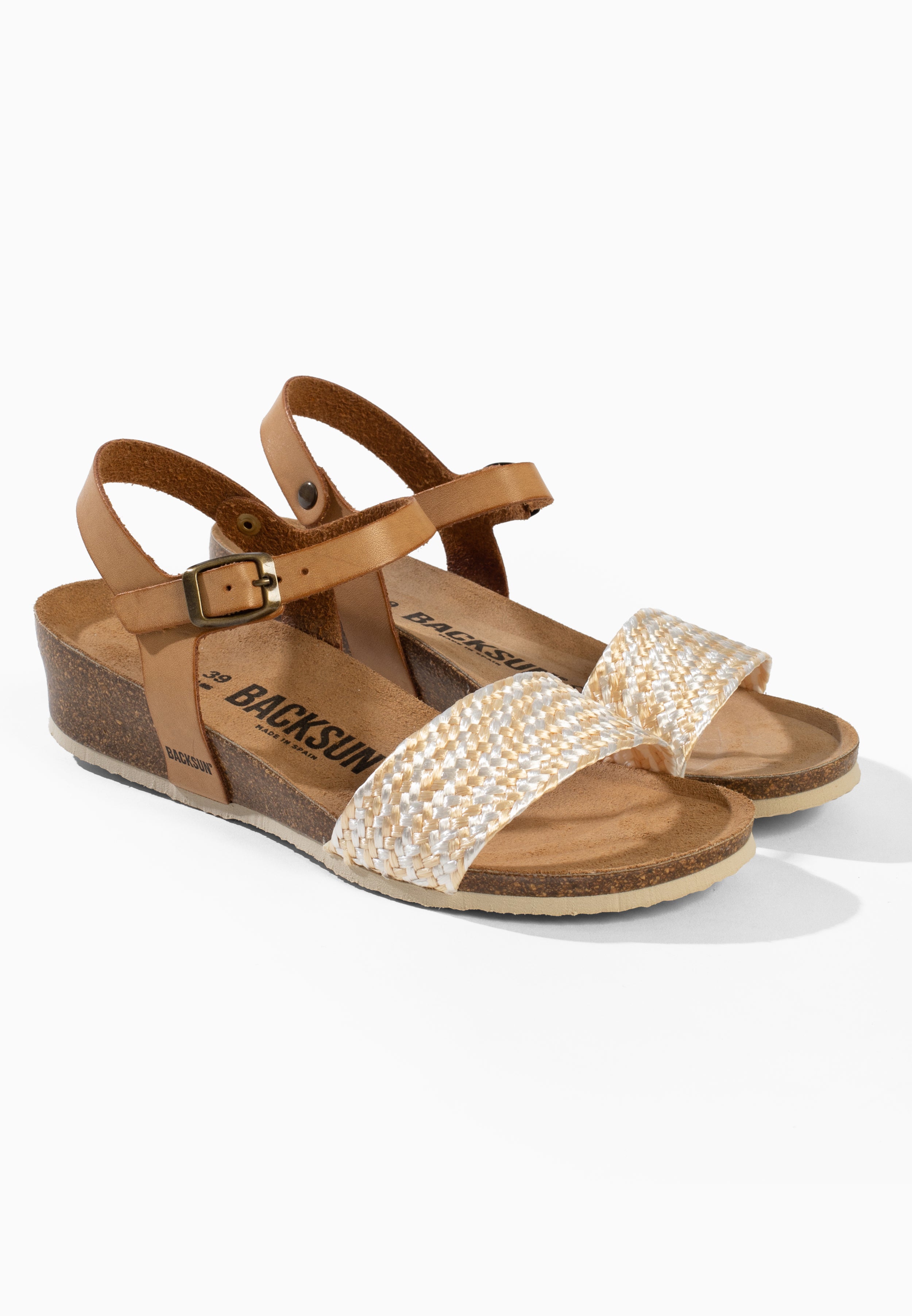 Sandales Compensées et Semi-compensées Calabria Beige et Doré