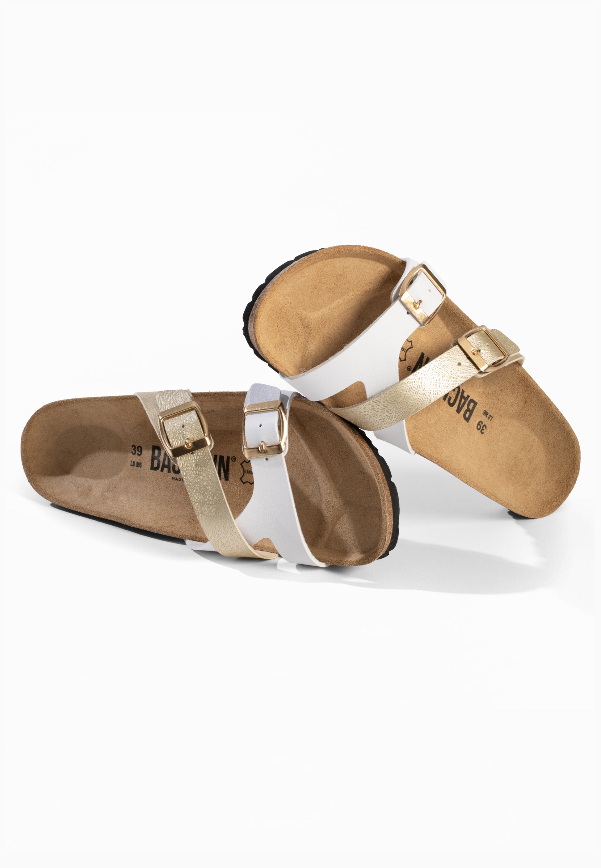 Sandales Talca 2 Brides Blanc et or