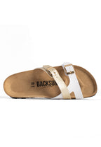 Talca 2 Straps White and Gold Sandals