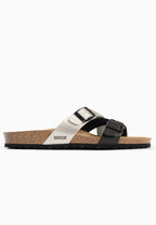 Sandales 2 Brides Talca Noir et Argent