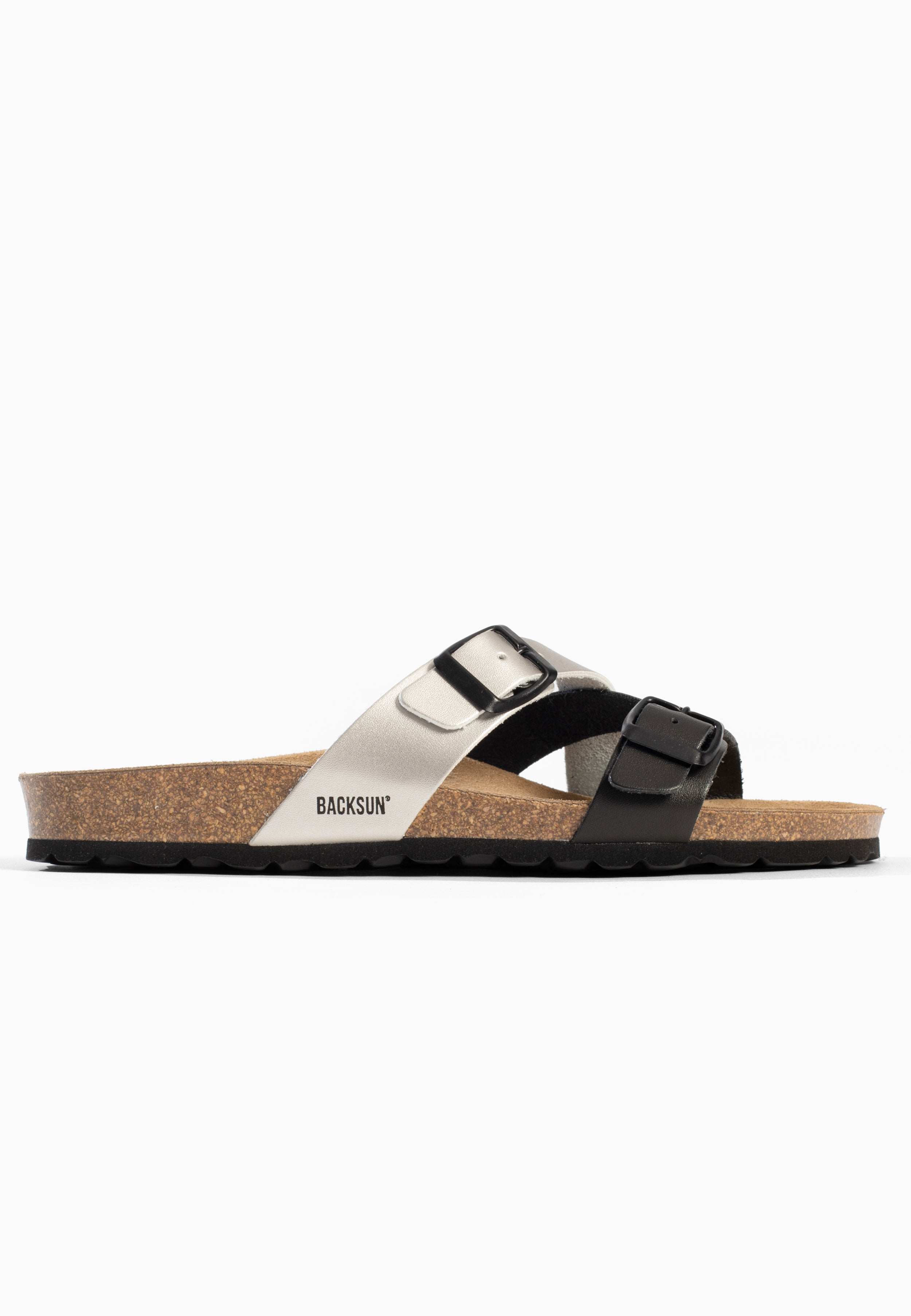 Sandales 2 Brides Talca Noir et Argent