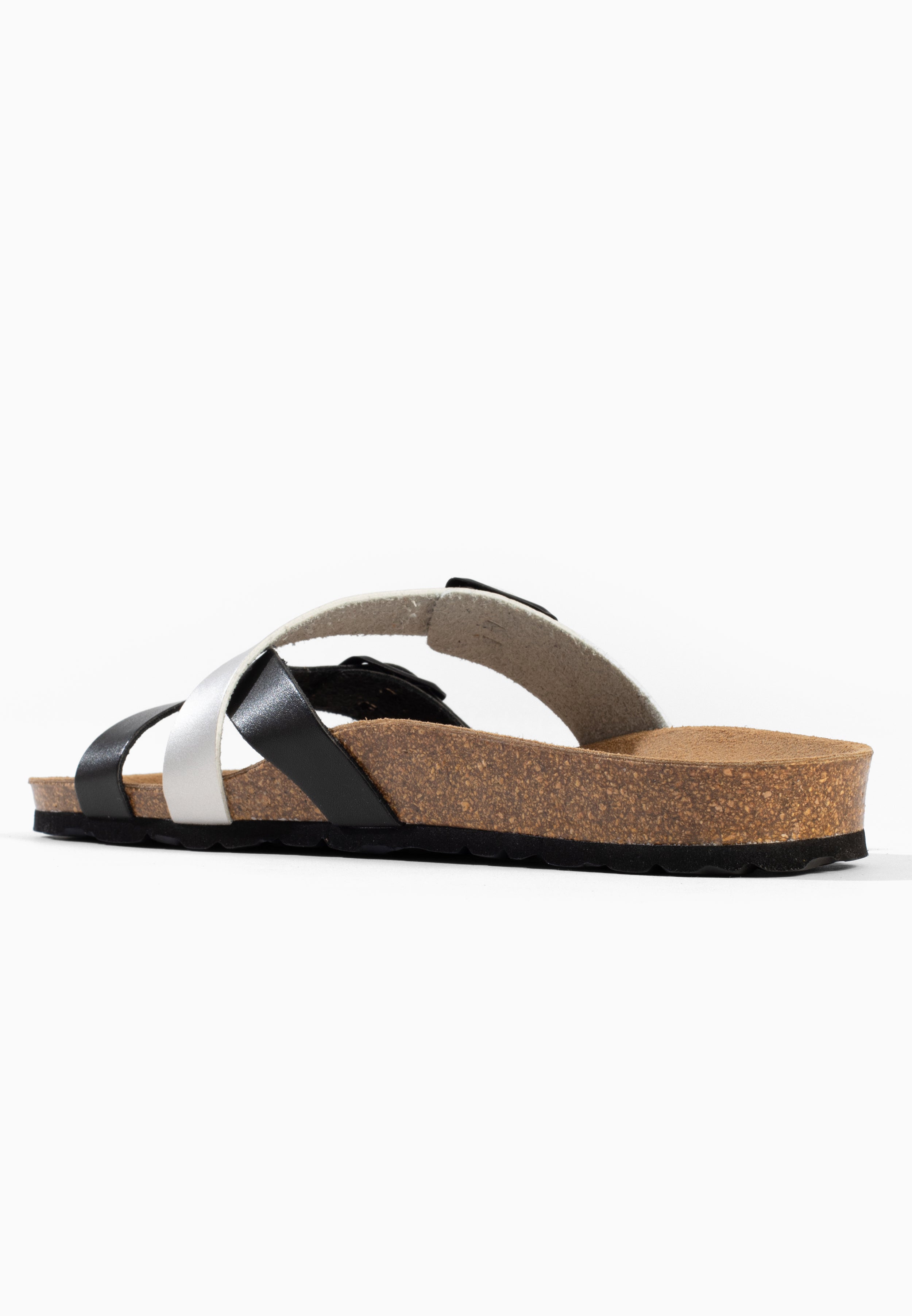 Sandales 2 Brides Talca Noir et Argent