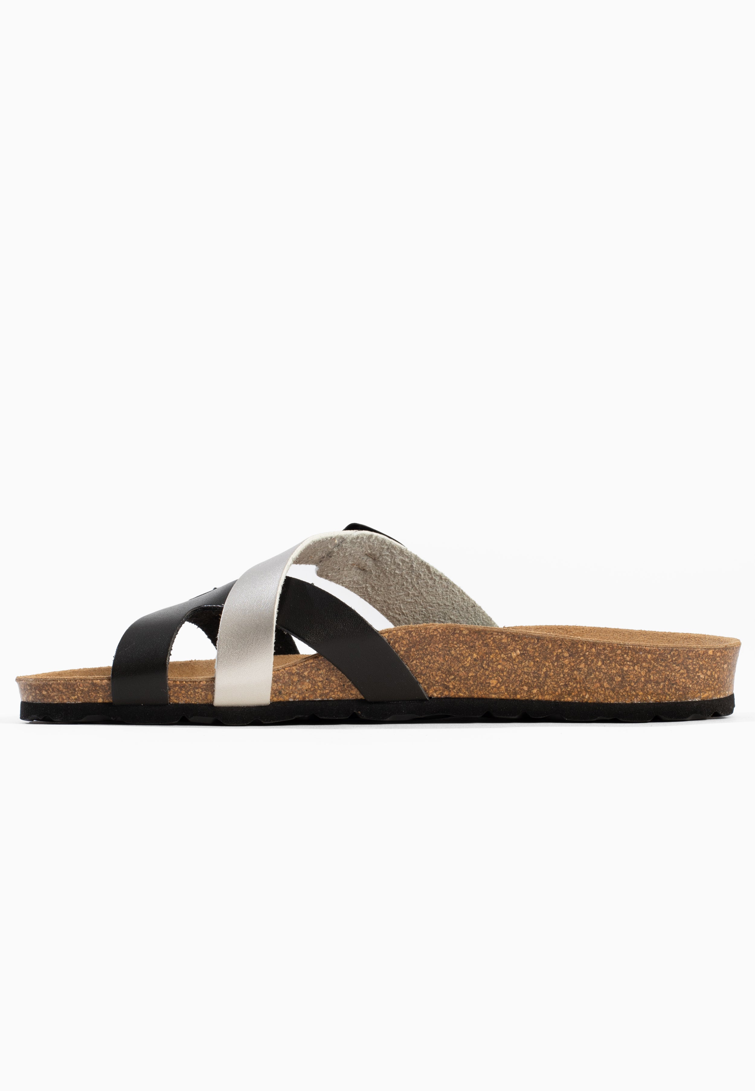 Sandales 2 Brides Talca Noir et Argent