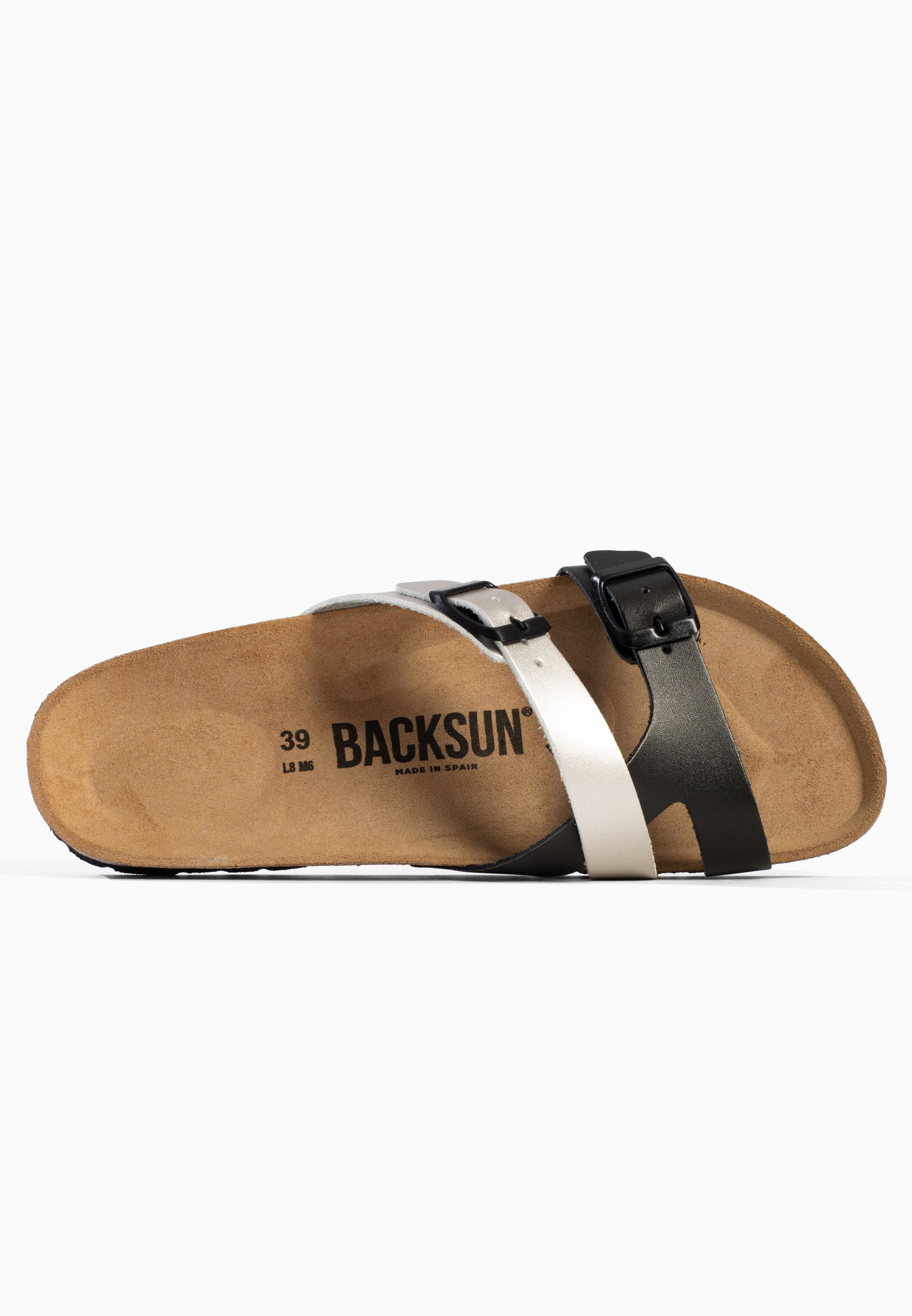 Sandales 2 Brides Talca Noir et Argent