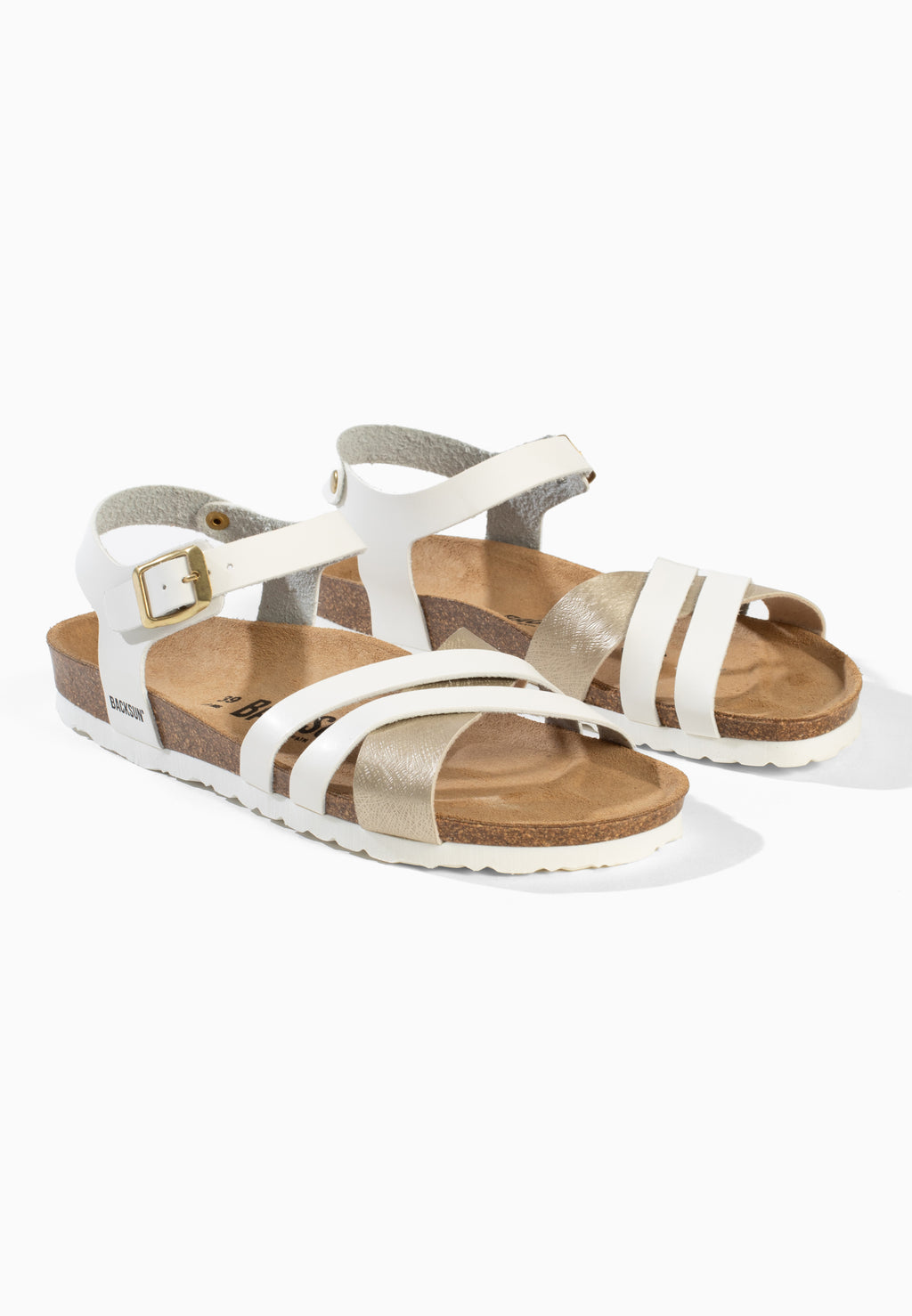 Sandales Multi-Brides Andes Blanc et Doré