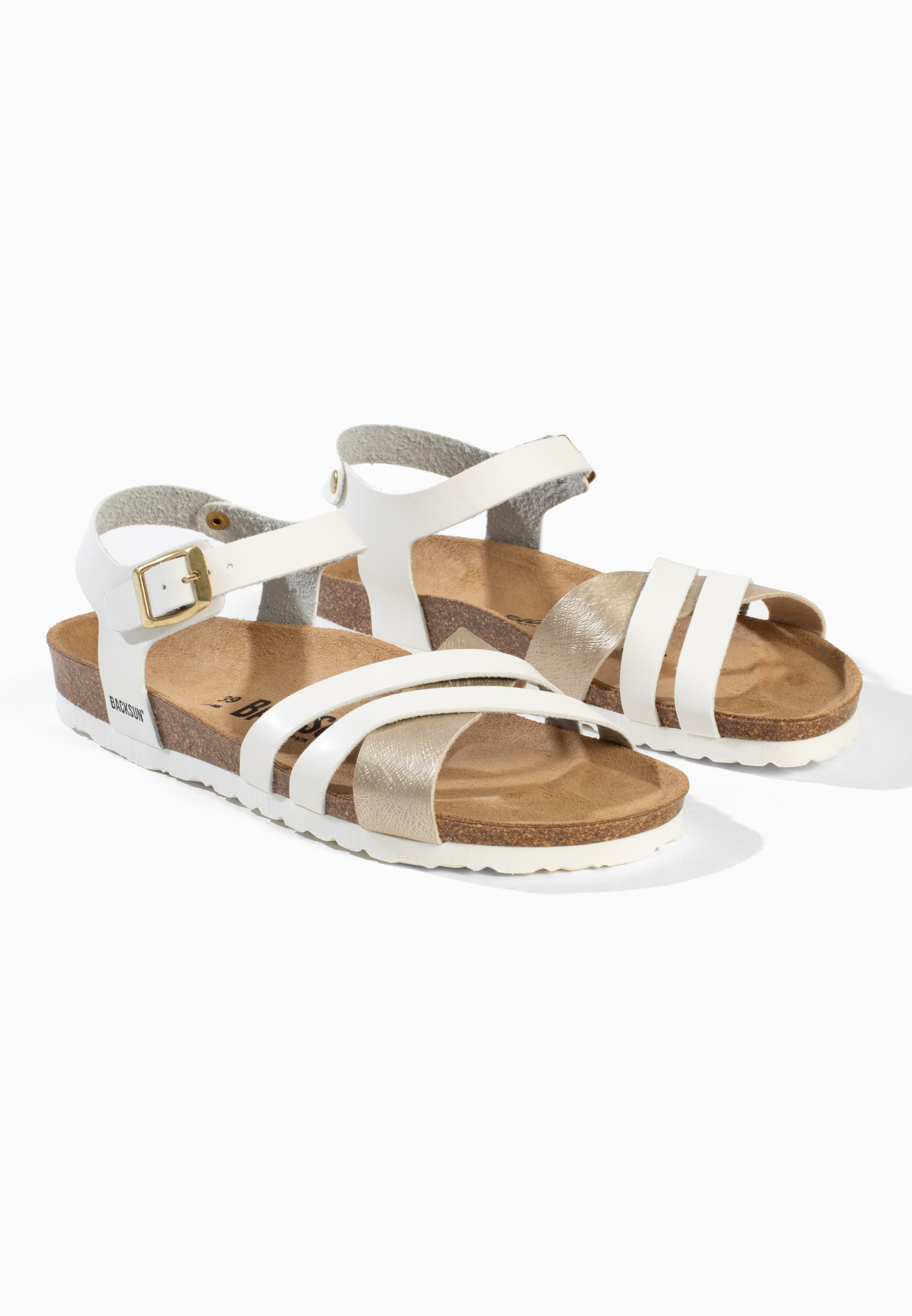 Sandales Multi-Brides Andes Blanc et Doré