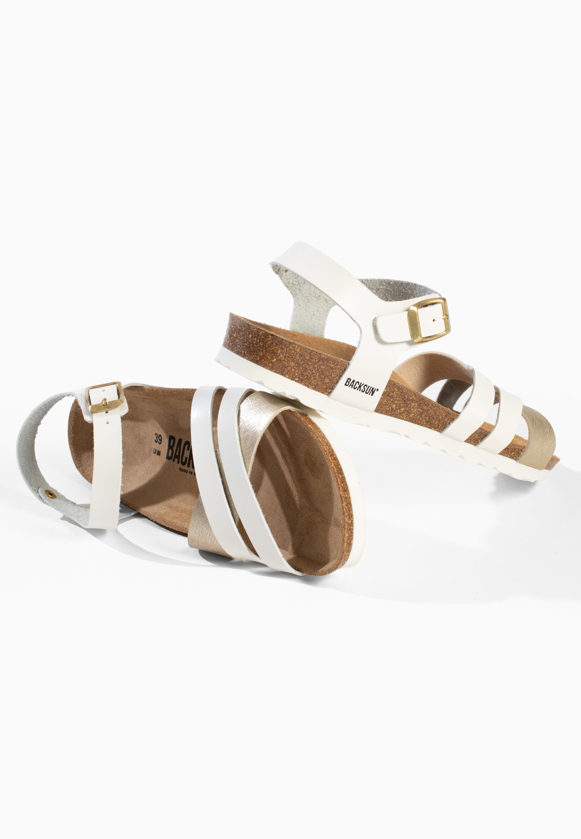 Sandales Multi-Brides Andes Blanc et Doré