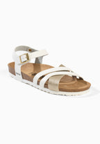 Sandales Multi-Brides Andes Blanc et Doré