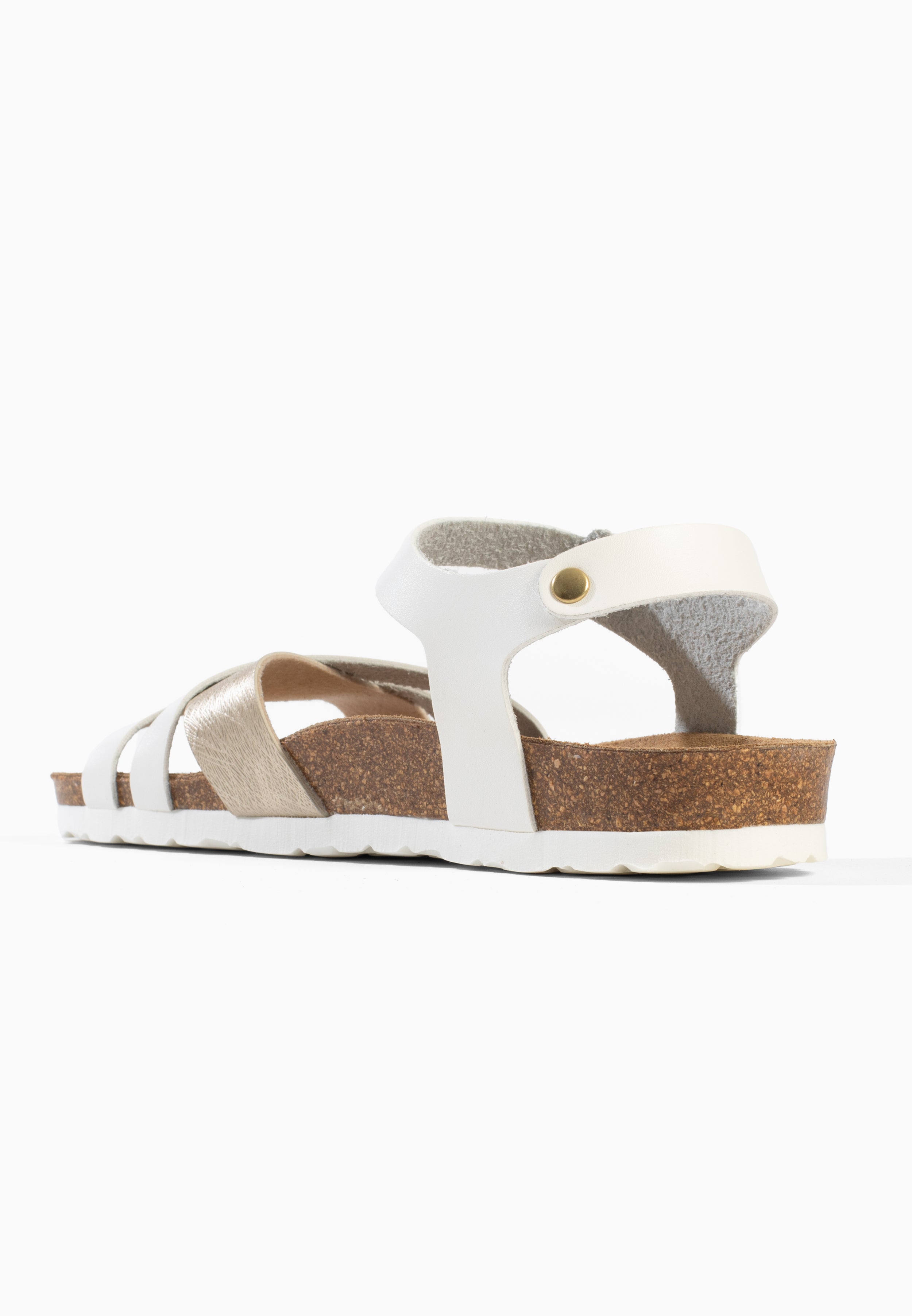 Sandales Multi-Brides Andes Blanc et Doré