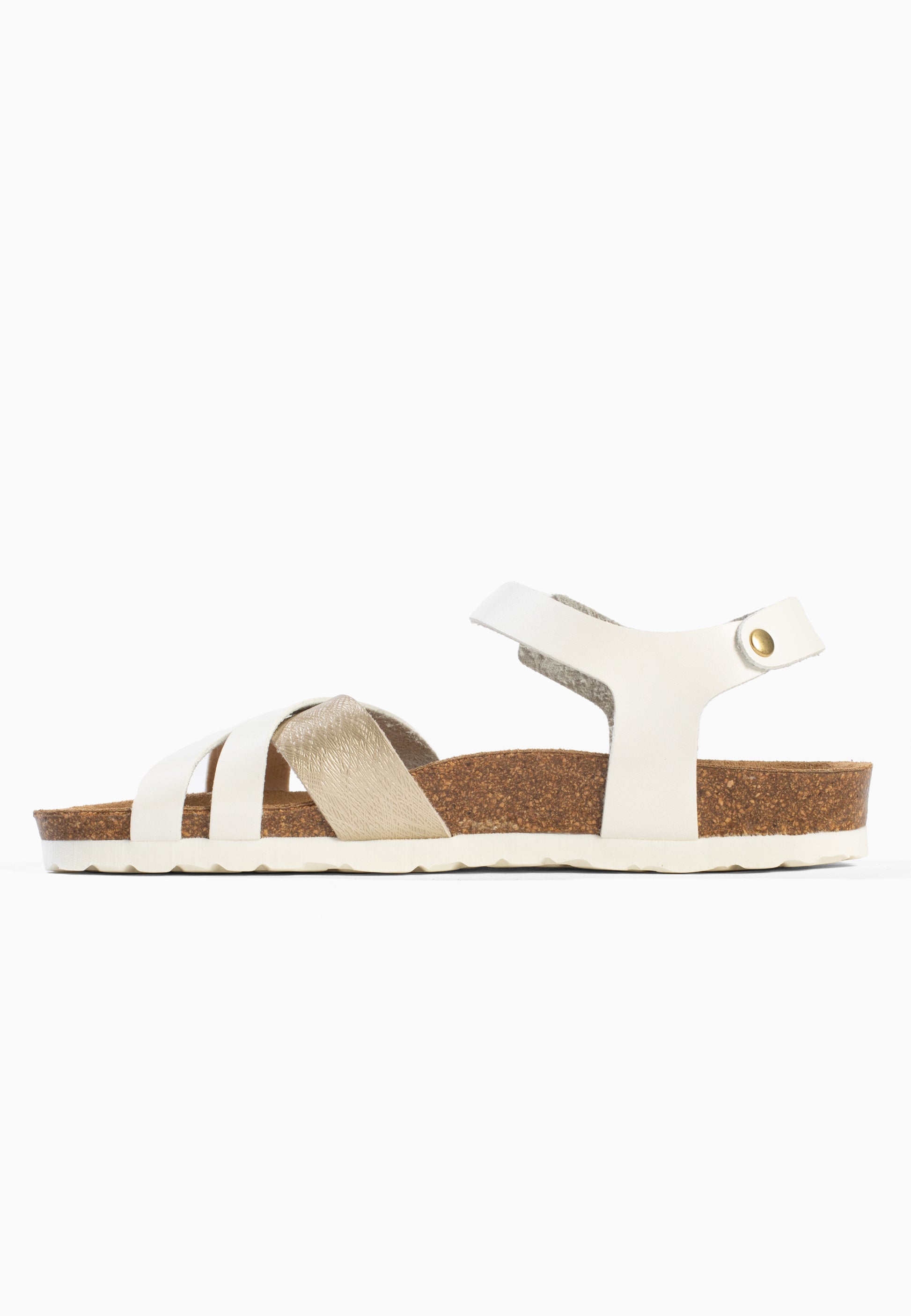 Sandales Multi-Brides Andes Blanc et Doré