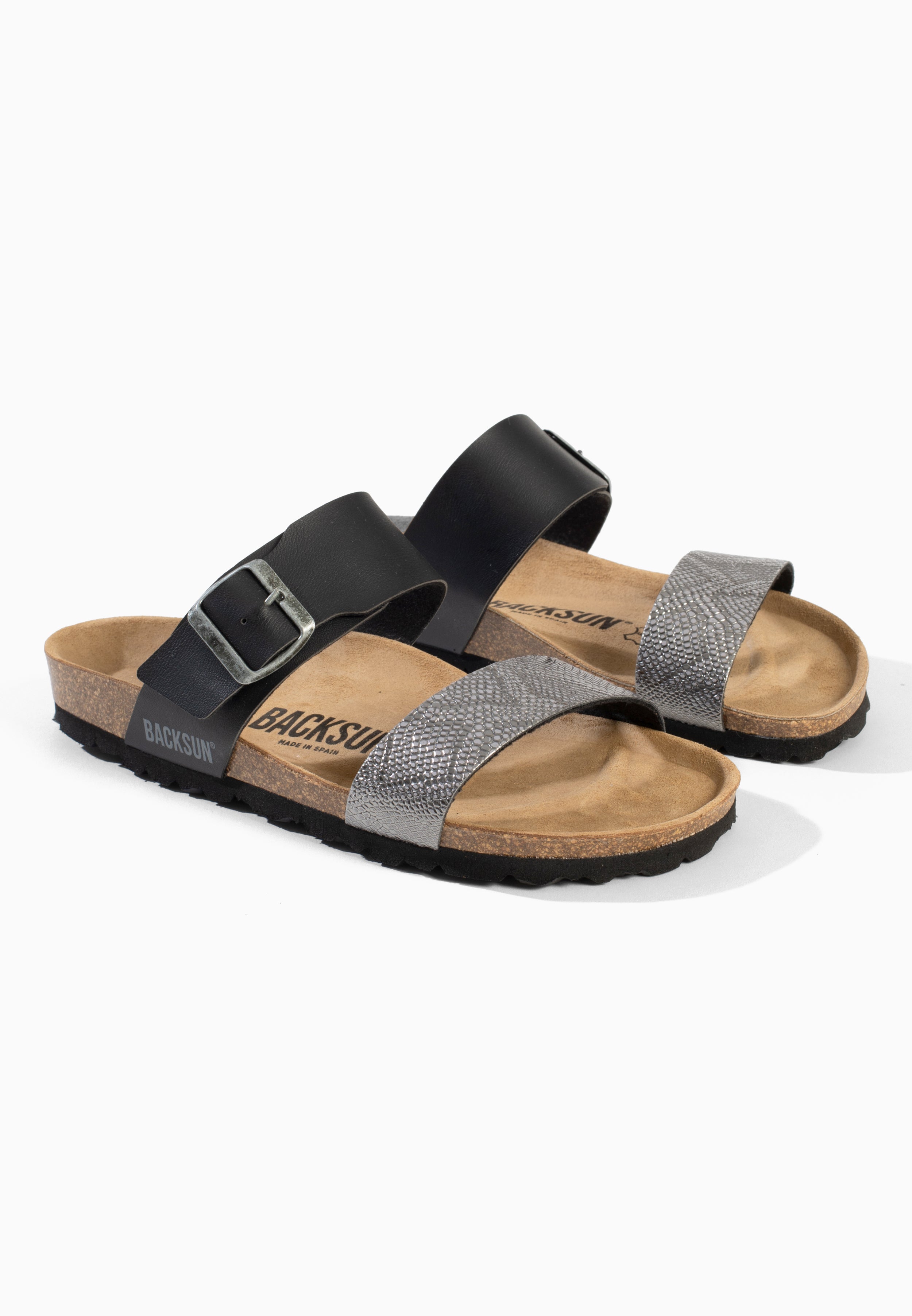 Sandales 2 Brides Perouse Anthracite et Noir