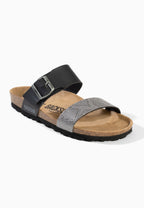 Sandales 2 Brides Perouse Anthracite et Noir