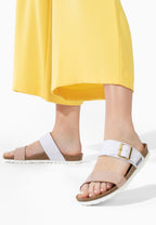 Perouse 2-Riemen-Sandalen in Weiß und Beige