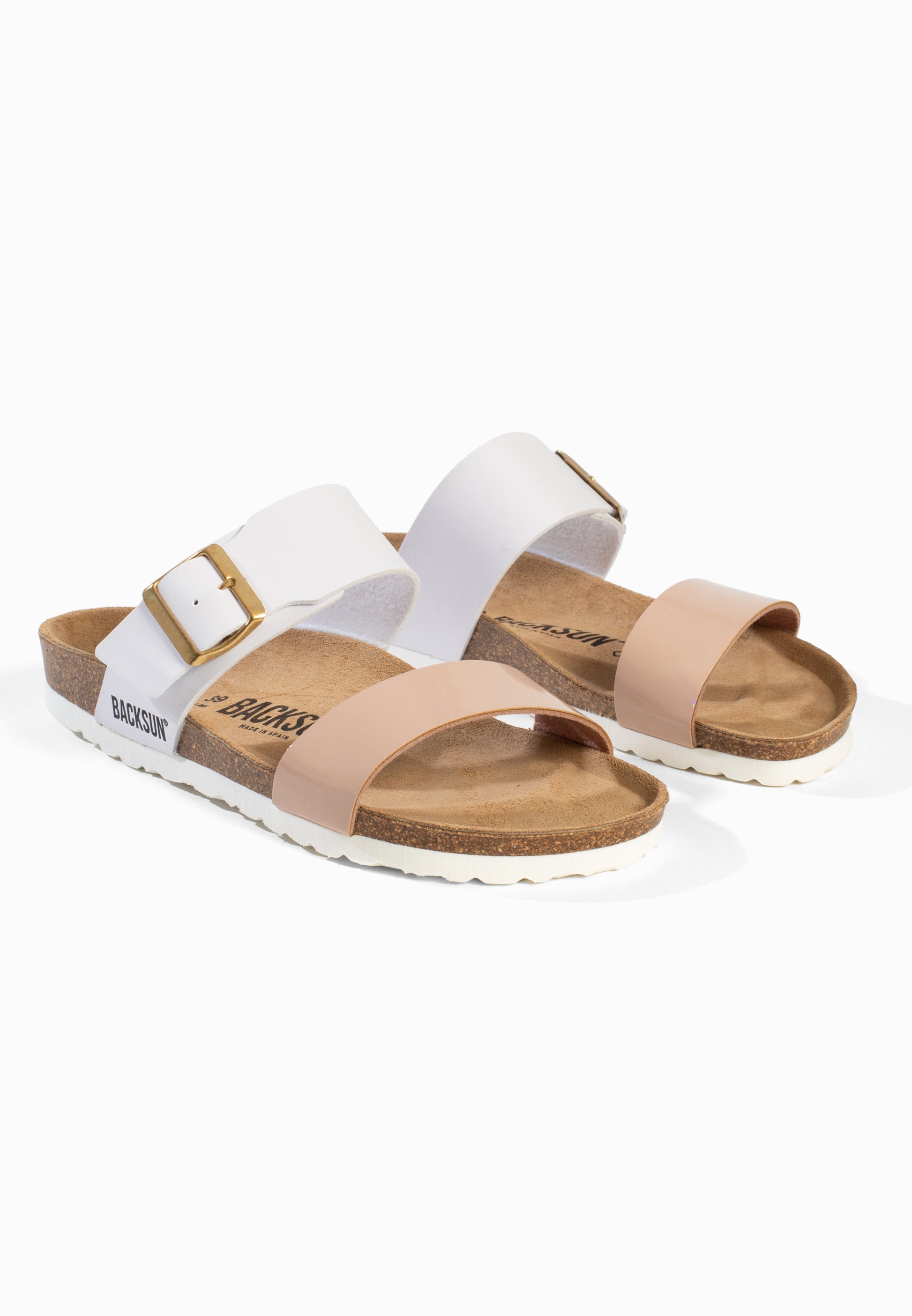 Sandales 2 Brides Perouse Blanc et Beige