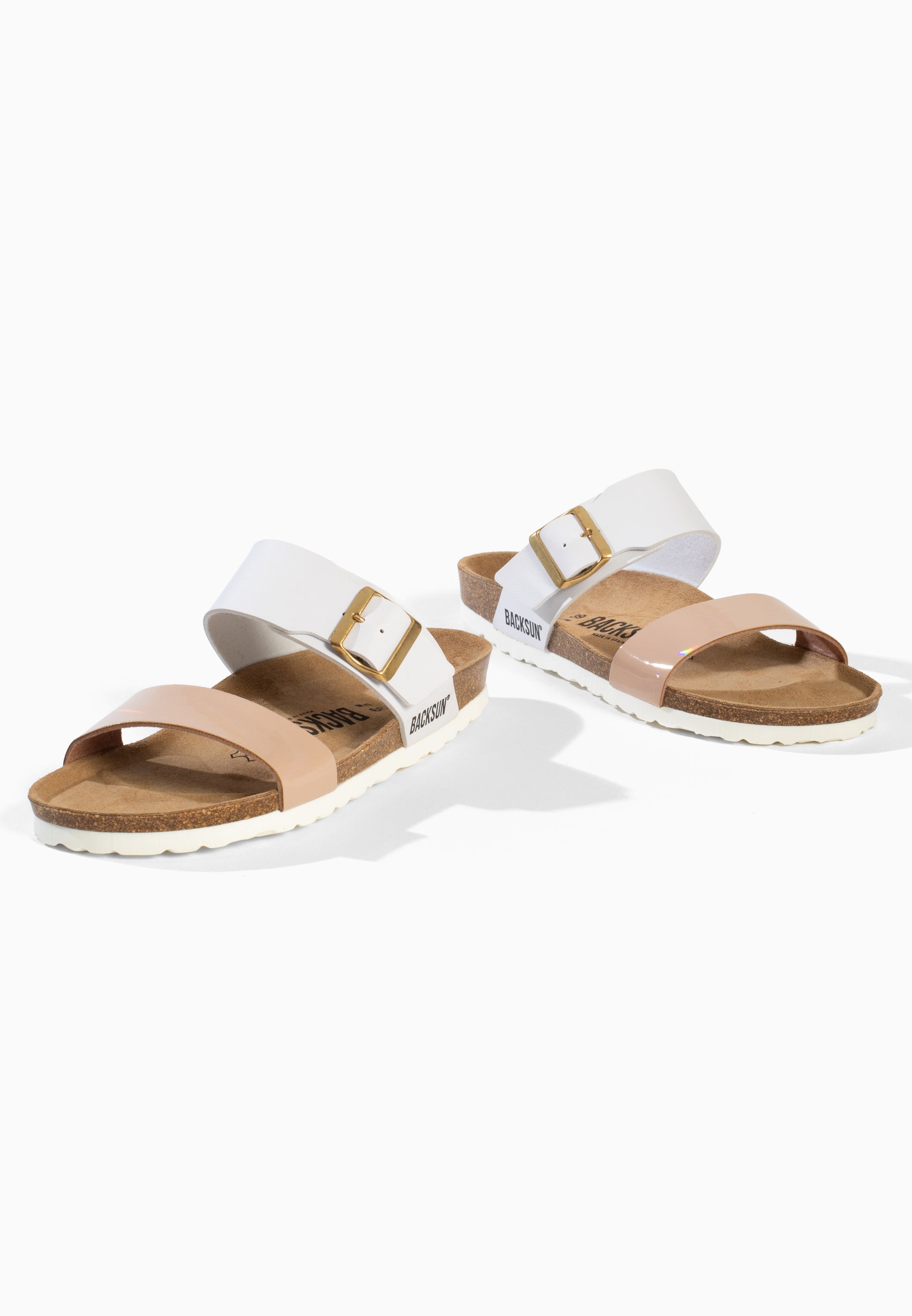 Sandales 2 Brides Perouse Blanc et Beige