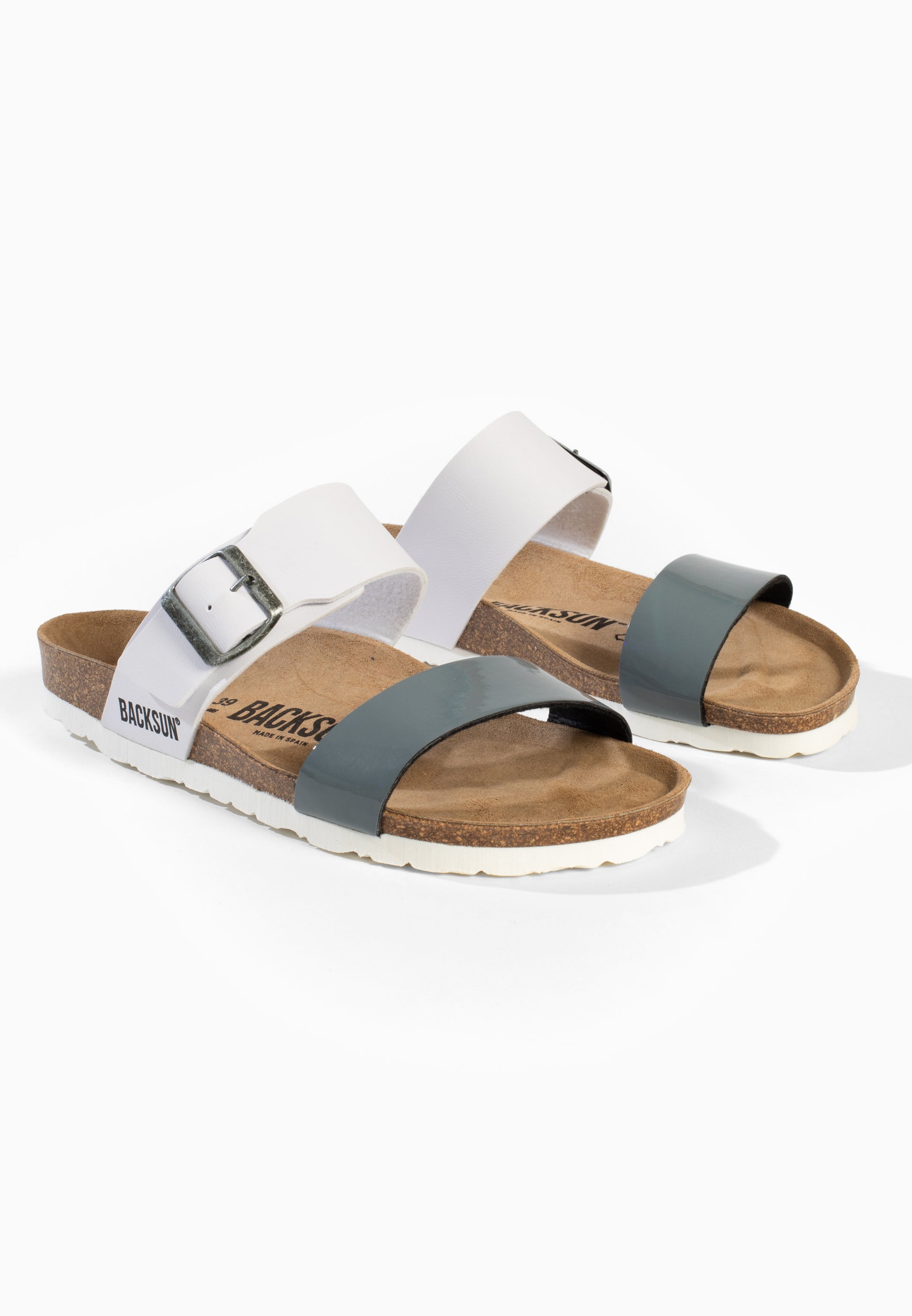 Sandales 2 Brides Perouse Blanc et Gris