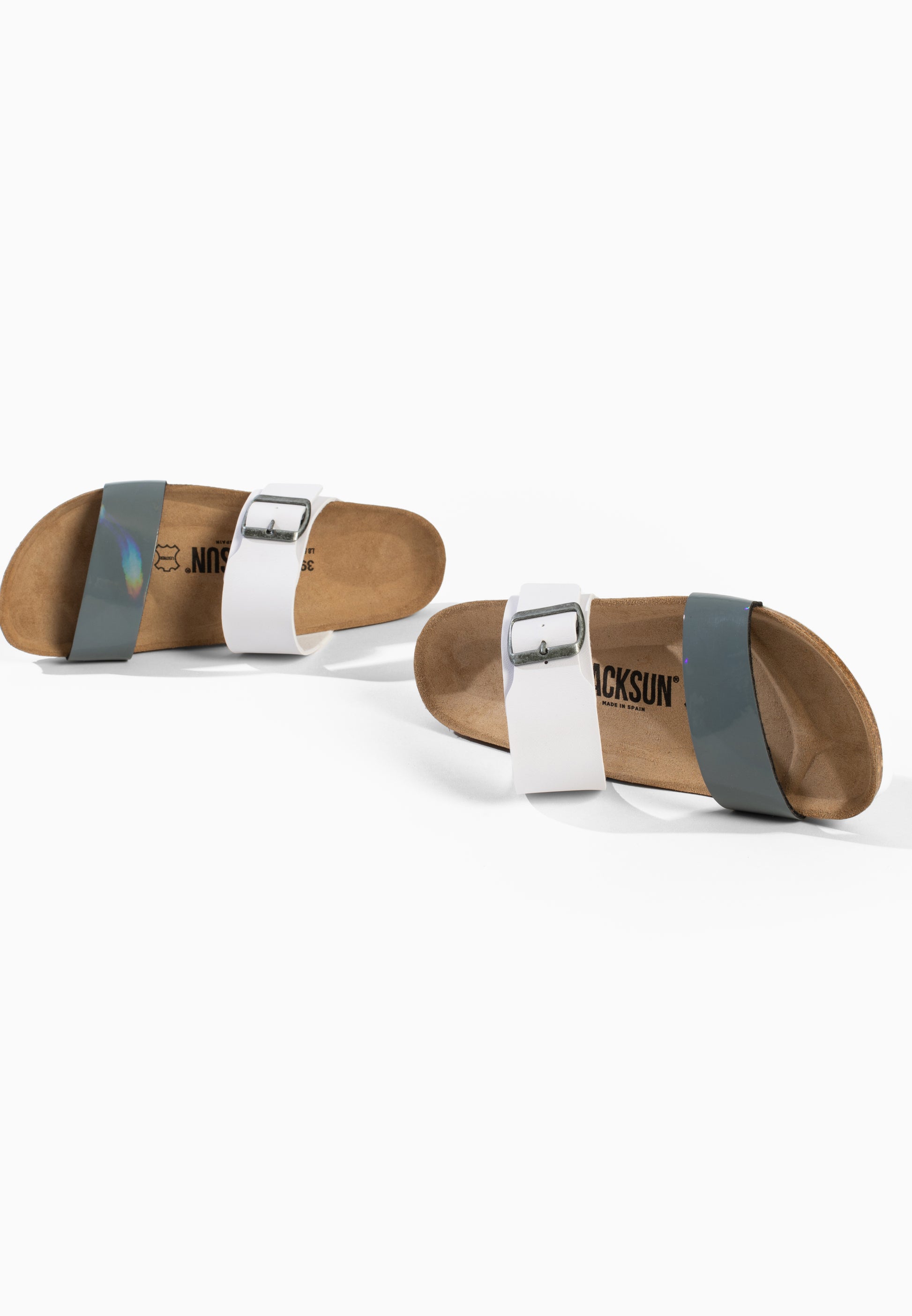 Sandales 2 Brides Perouse Blanc et Gris