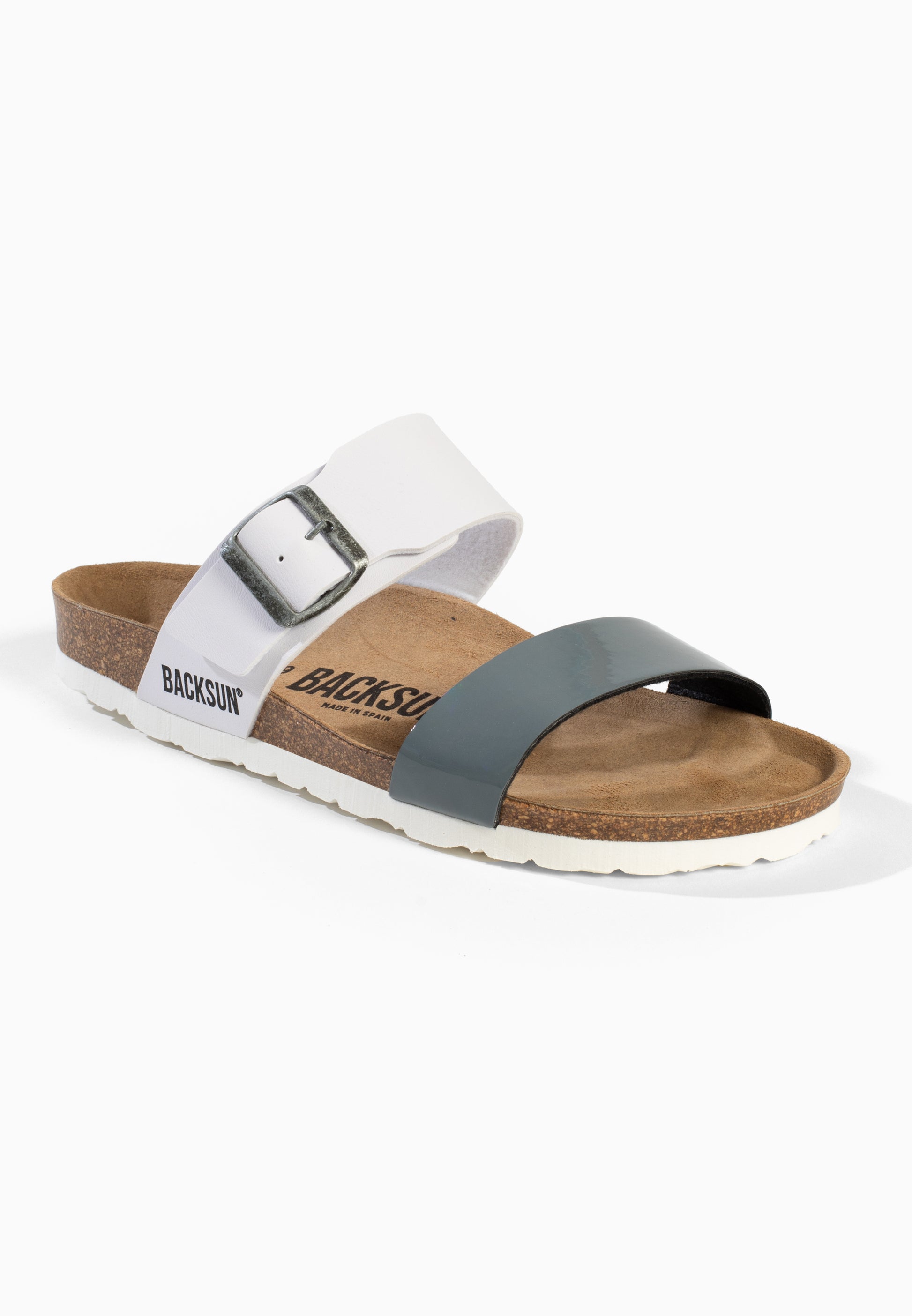 Sandales 2 Brides Perouse Blanc et Gris