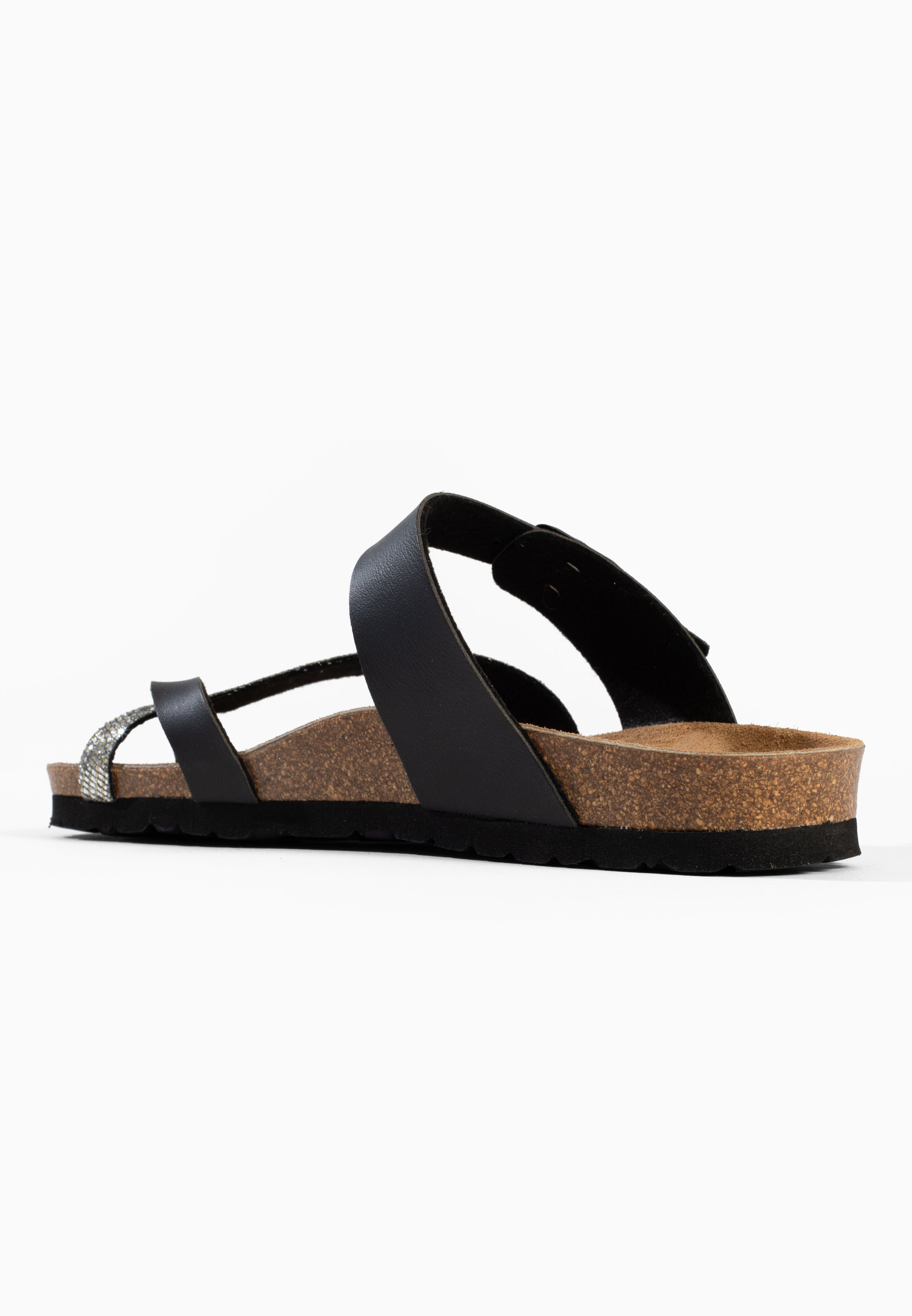 Sandales Barcelone à entre-doigts Anthracite et noir