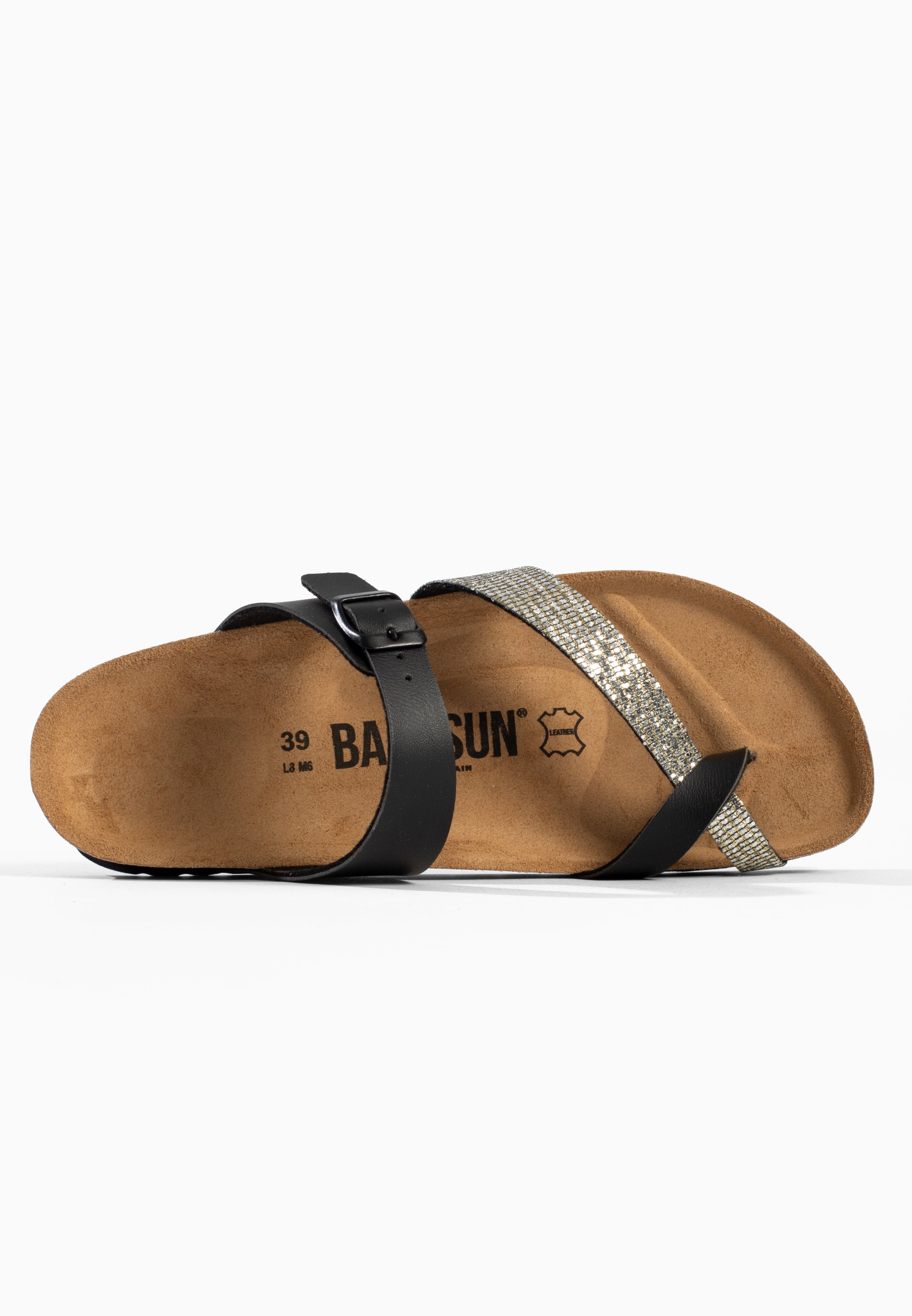 Sandales Barcelone à entre-doigts Anthracite et noir