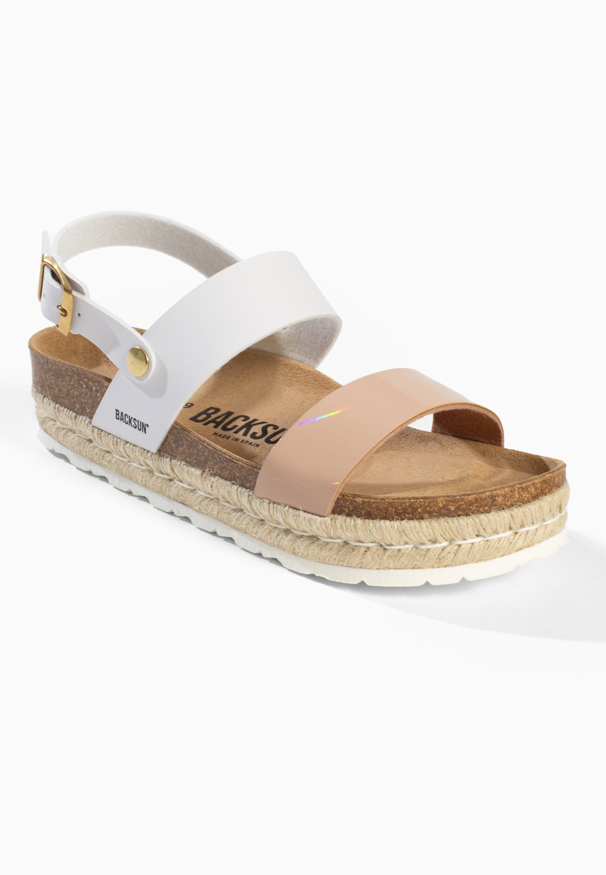 Viala White and Beige Platform Sandals