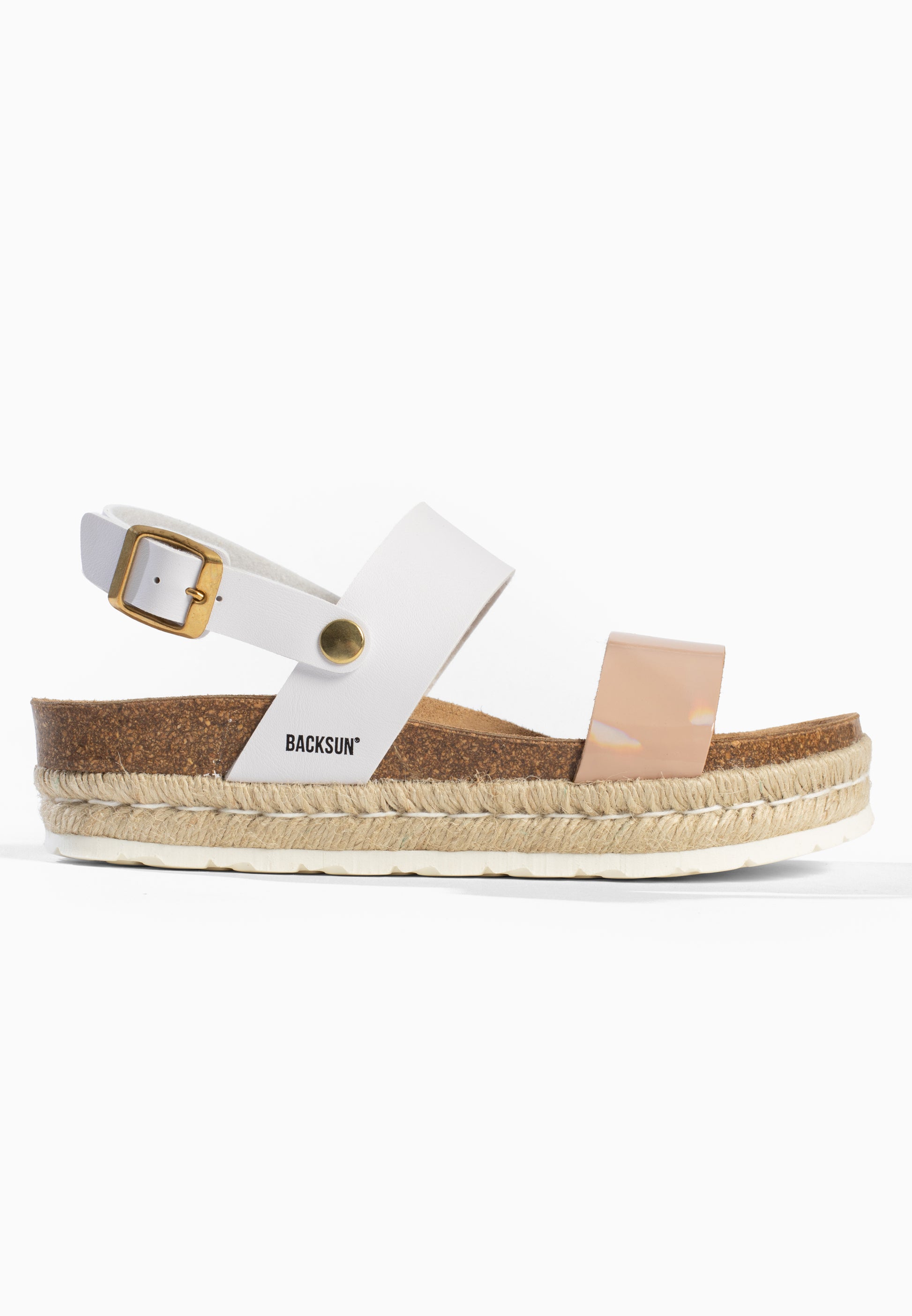 Viala White and Beige Platform Sandals