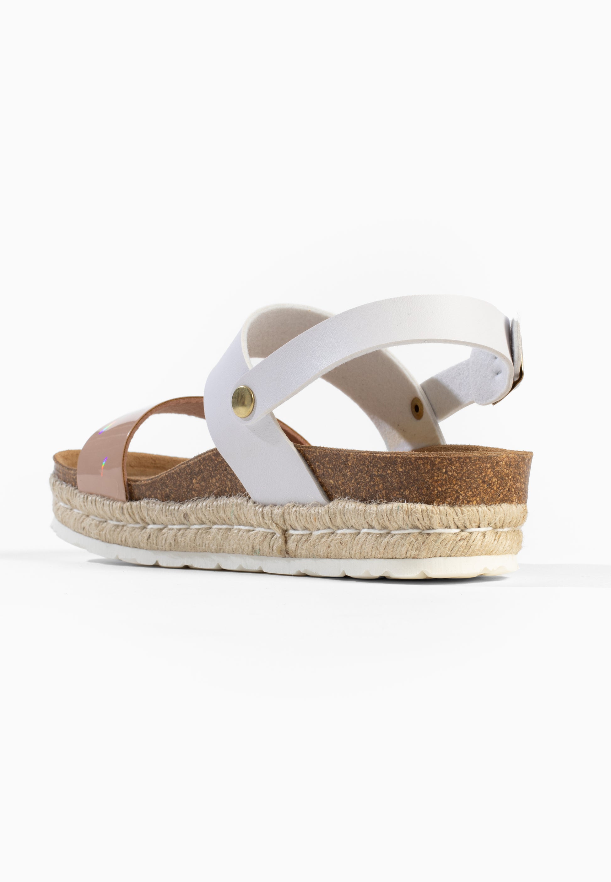 Viala White and Beige Platform Sandals