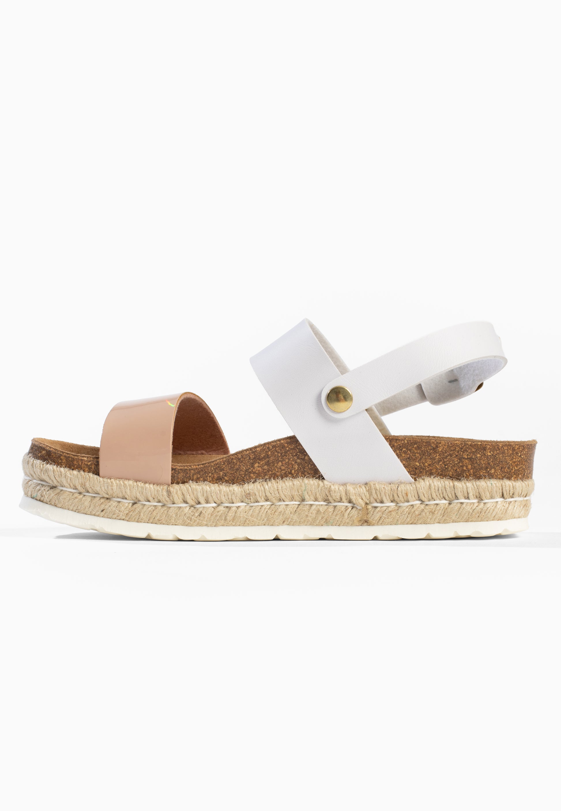 Viala White and Beige Platform Sandals