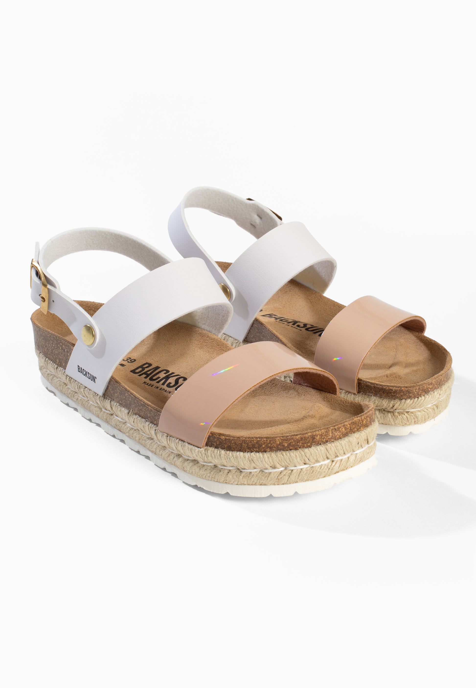 Viala White and Beige Platform Sandals