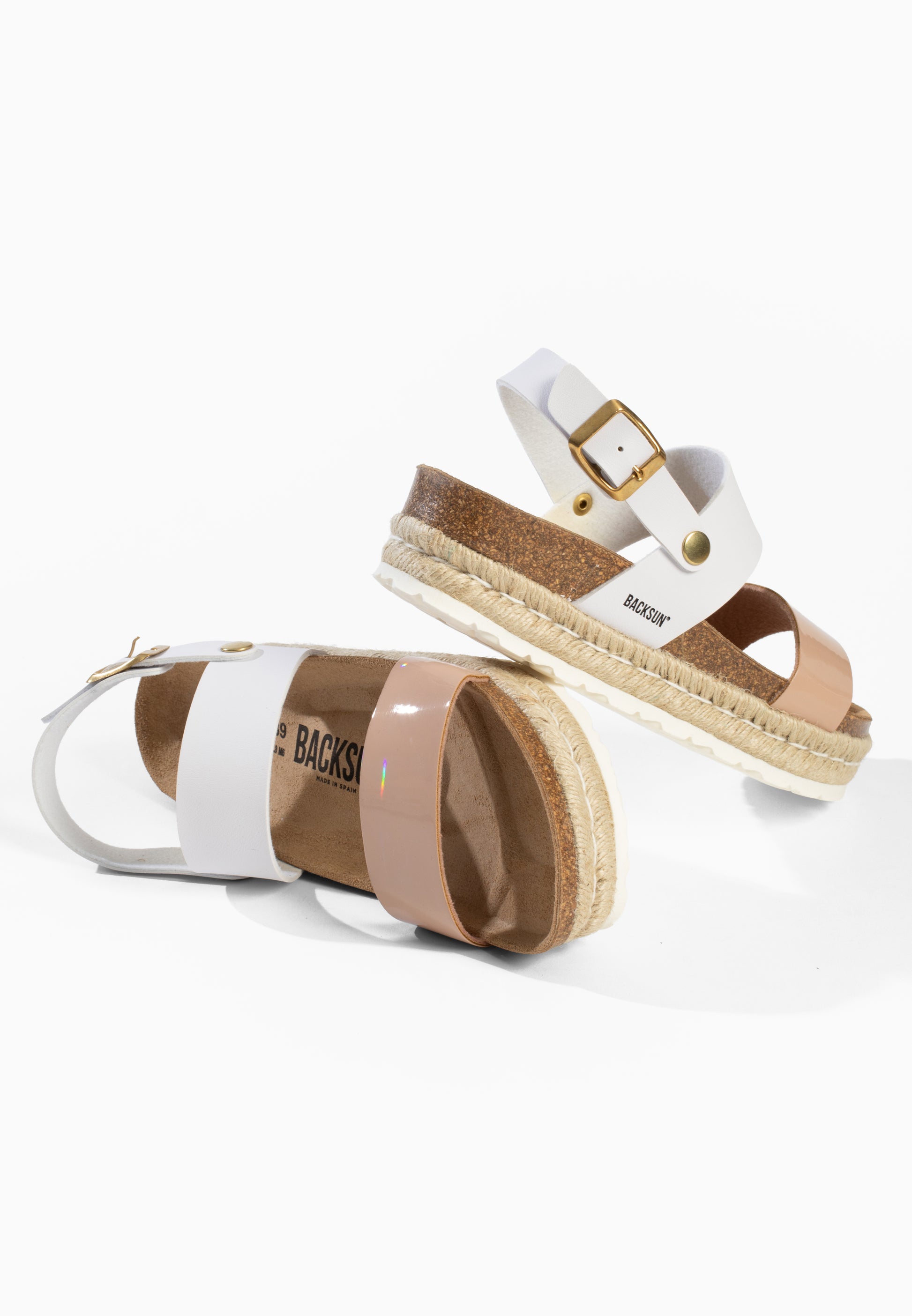 Viala White and Beige Platform Sandals