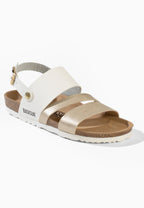Sandales Multi-Brides Arica Blanc et Doré