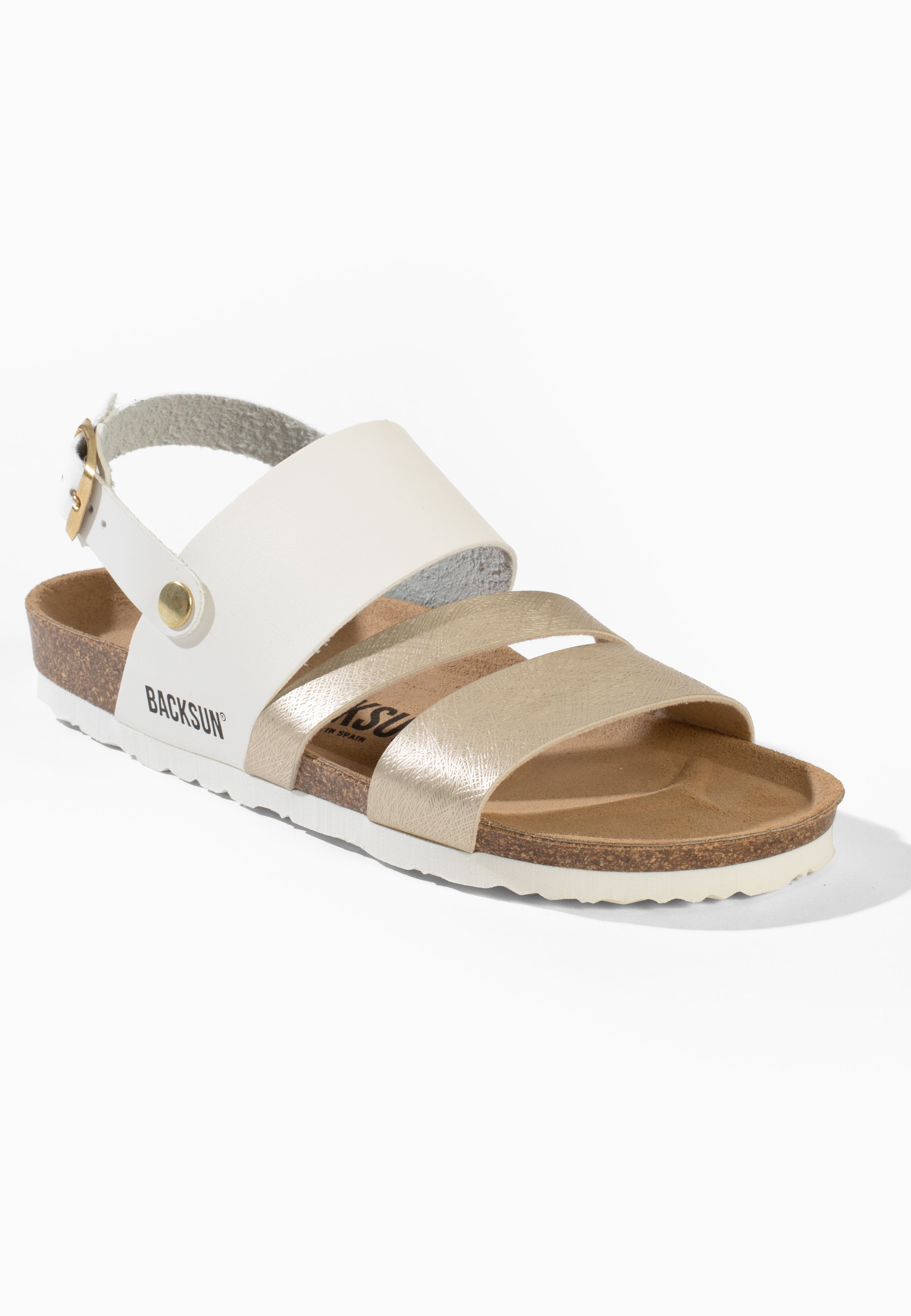 Sandales Multi-Brides Arica Blanc et Doré