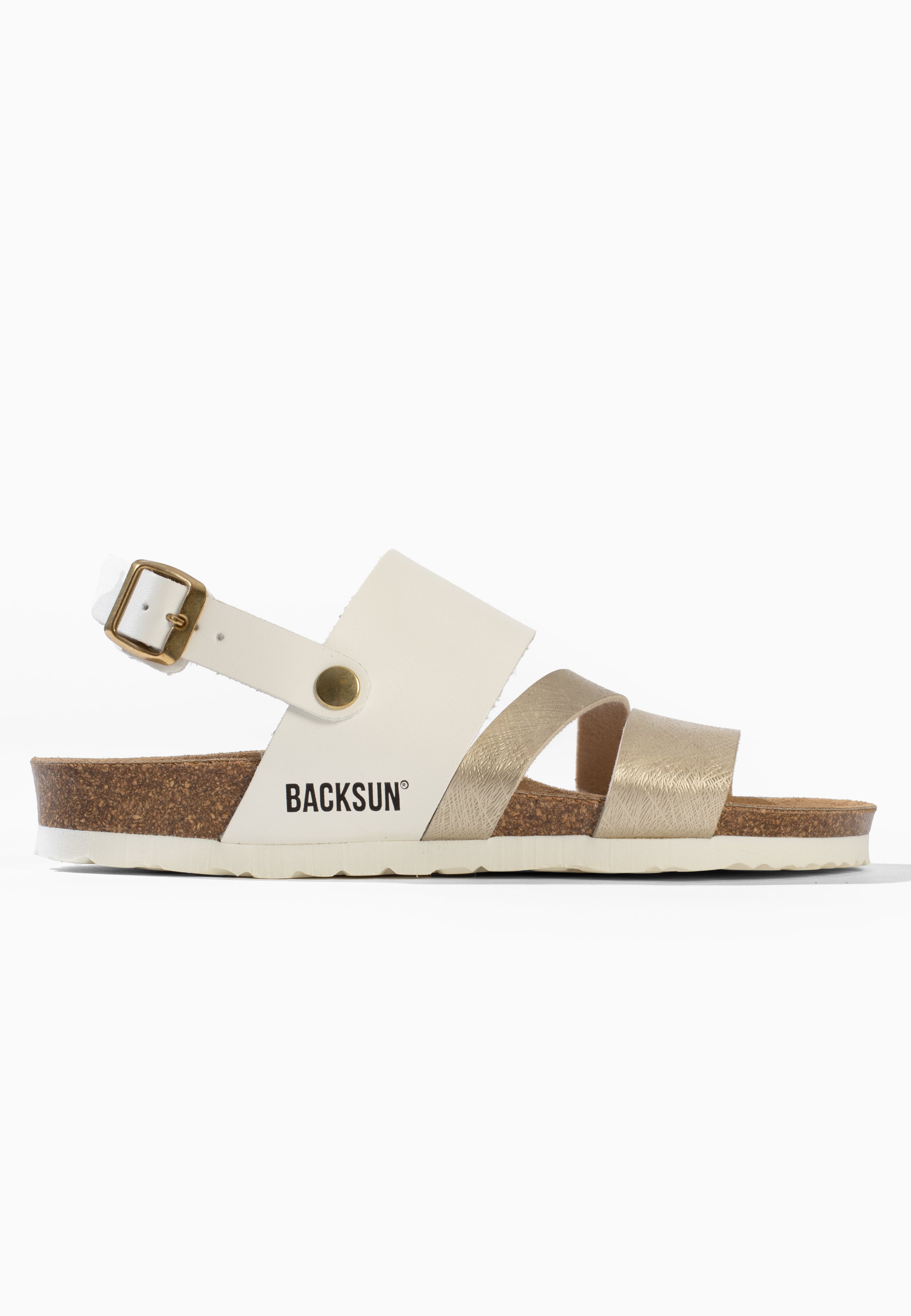 Sandales Multi-Brides Arica Blanc et Doré