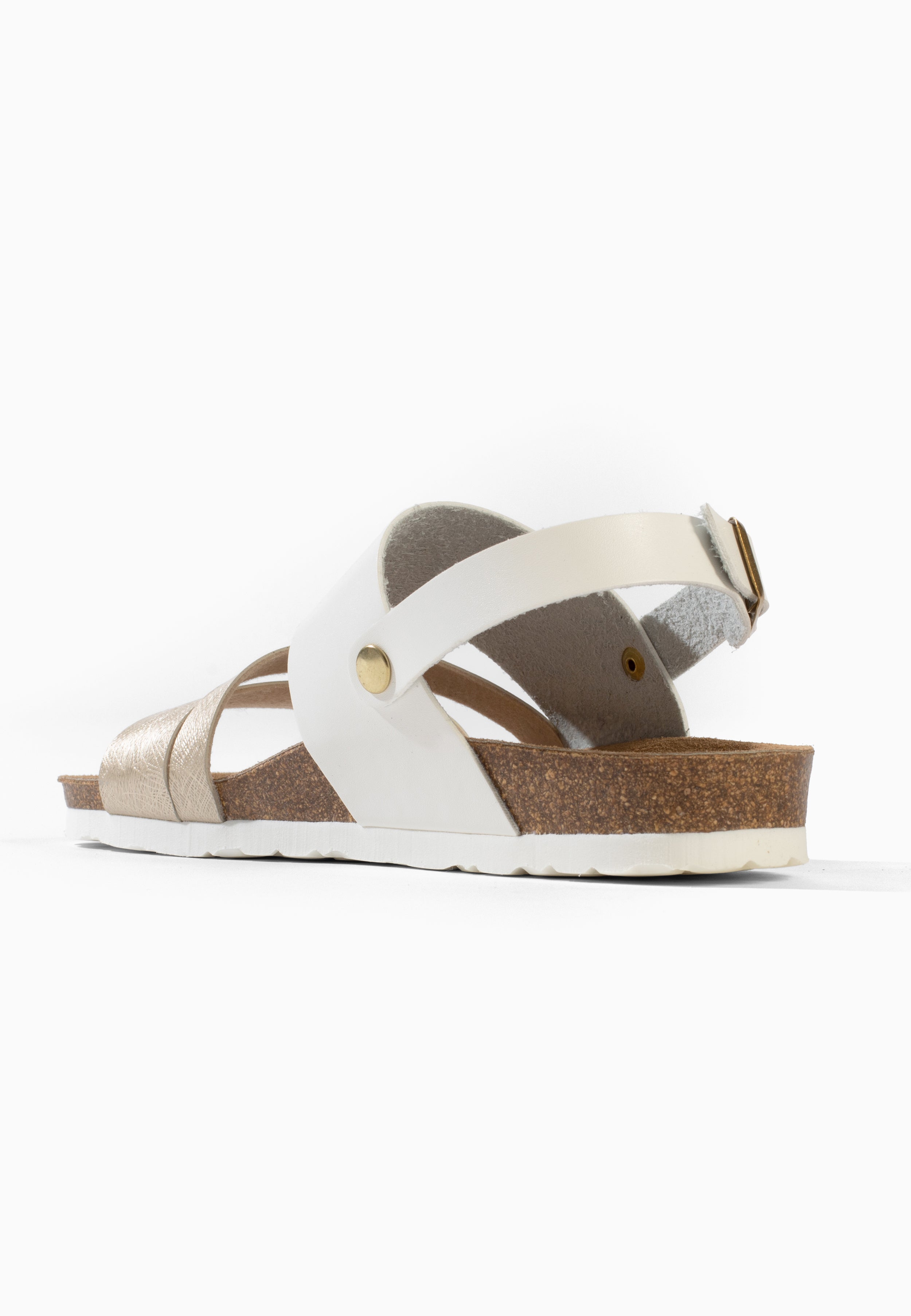 Sandales Multi-Brides Arica Blanc et Doré