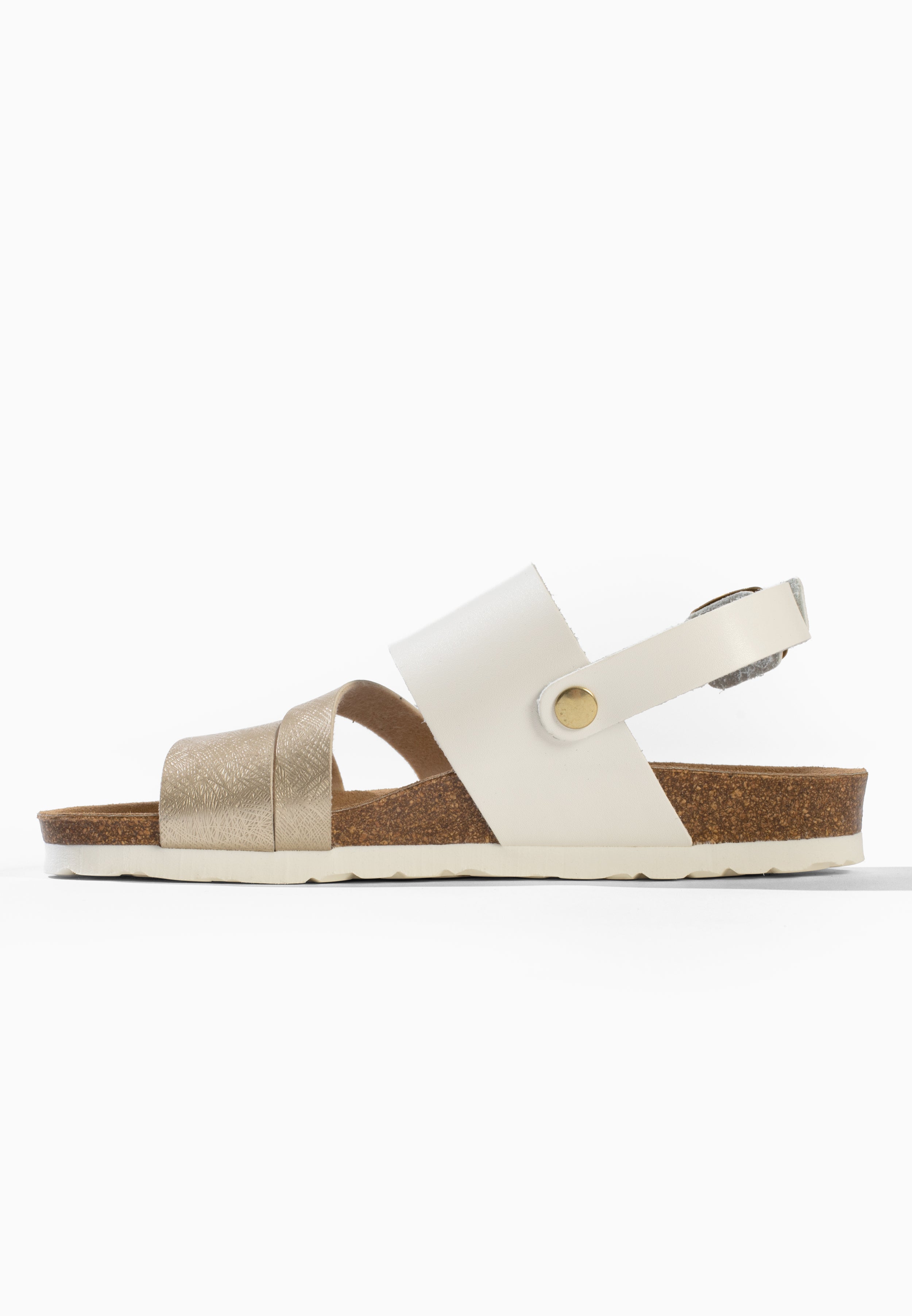 Sandales Multi-Brides Arica Blanc et Doré