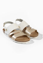 Sandales Multi-Brides Arica Blanc et Doré