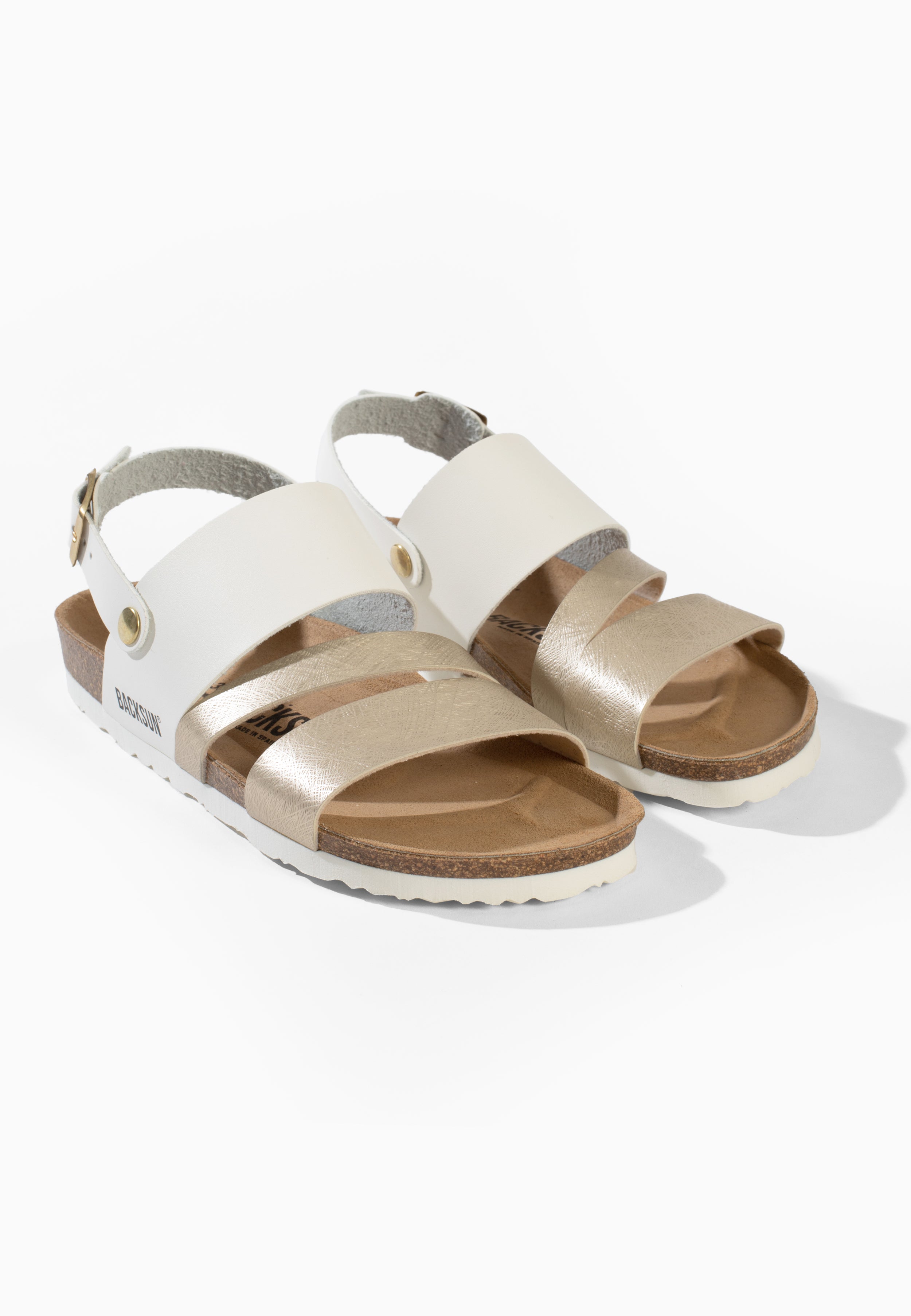 Sandales Multi-Brides Arica Blanc et Doré