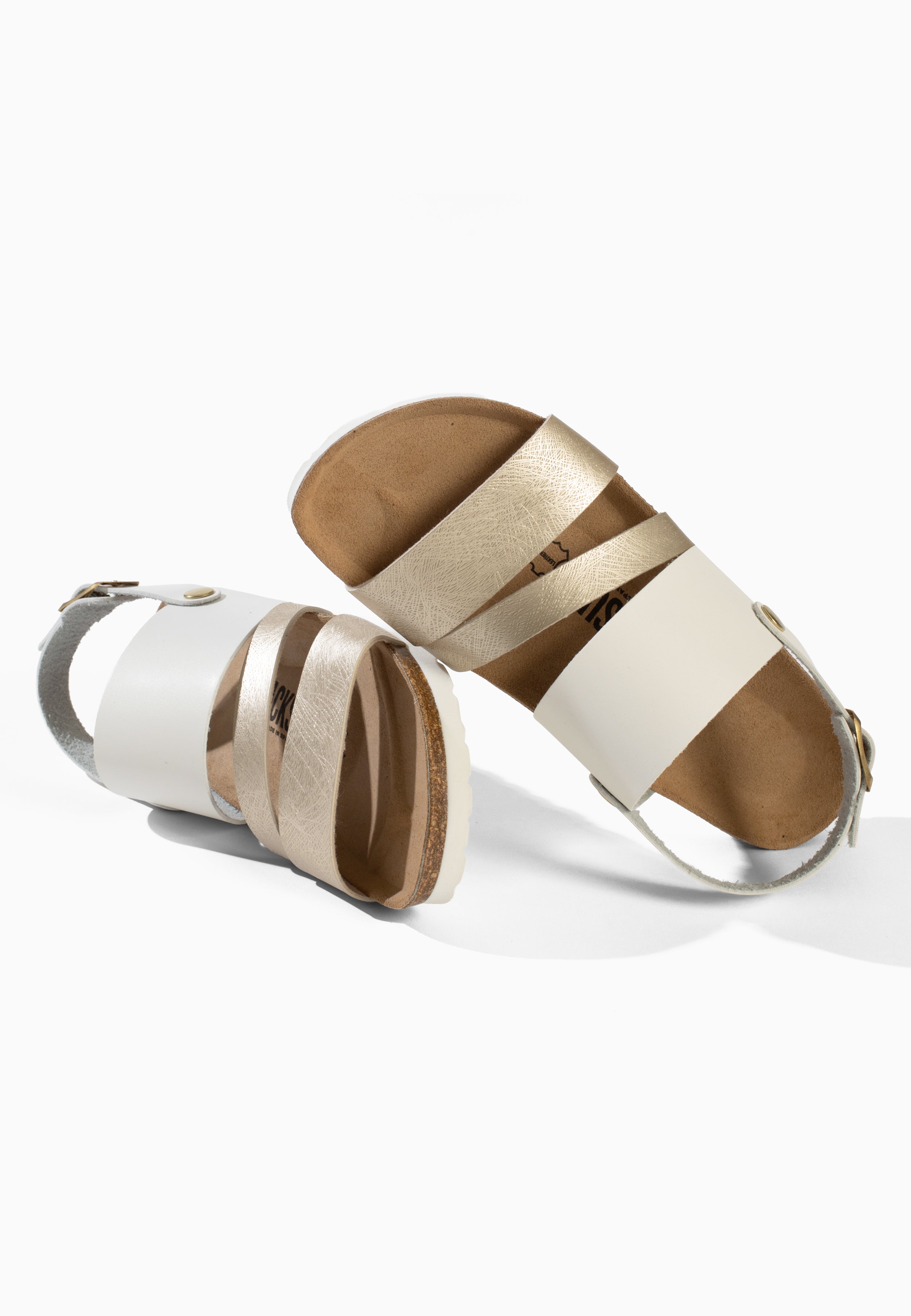Sandales Multi-Brides Arica Blanc et Doré