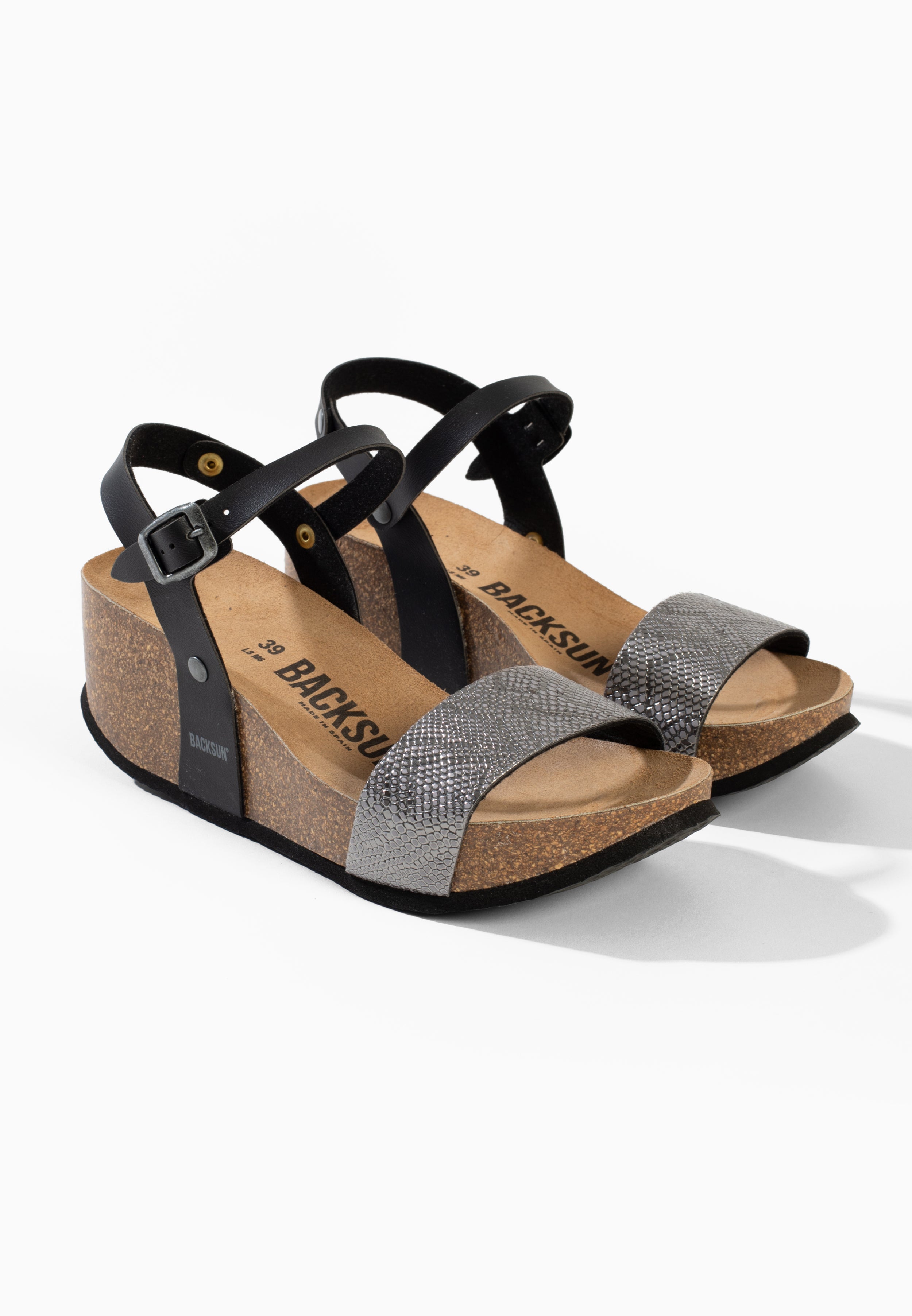 Sandales Compensées et Semi-compensées Hong Kong Anthracite et Noir